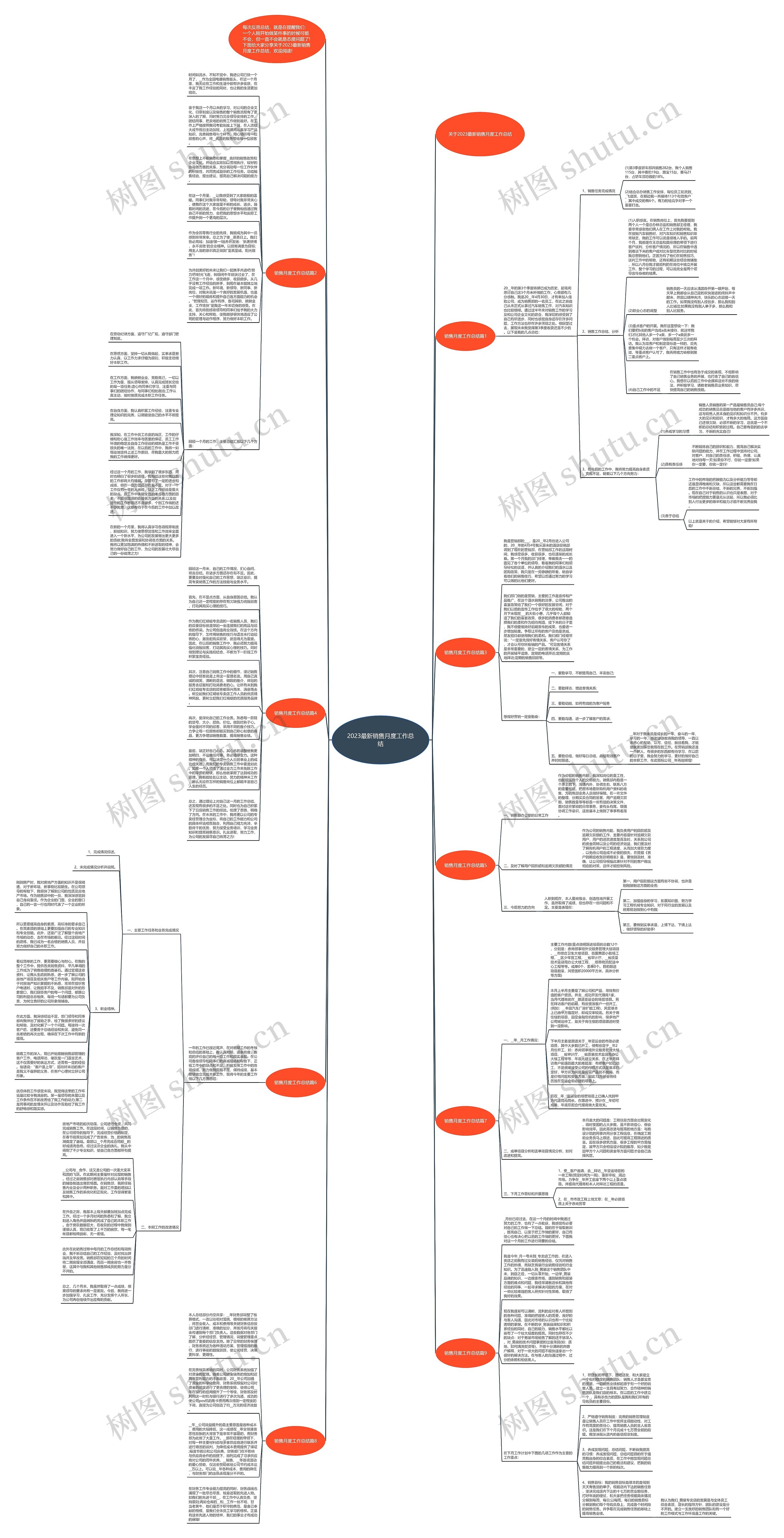 2023最新销售月度工作总结思维导图