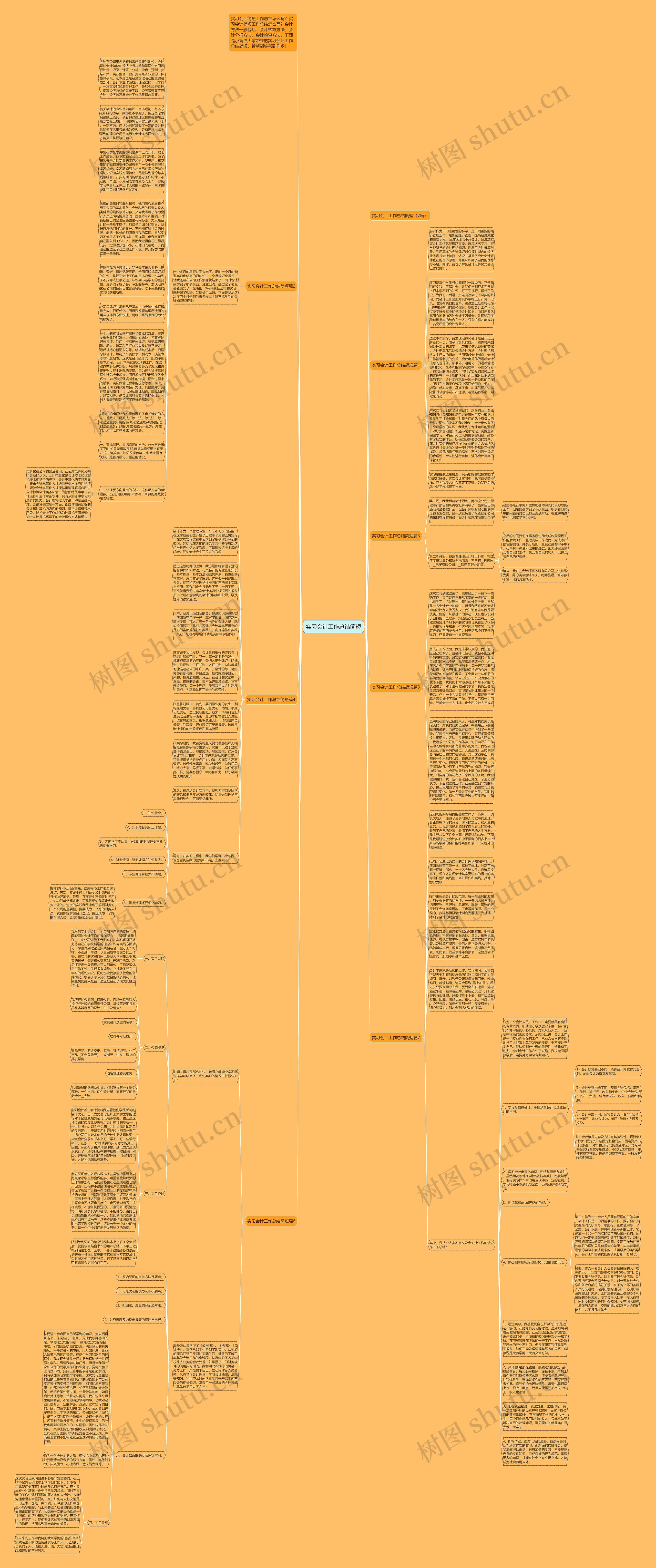 实习会计工作总结简短思维导图