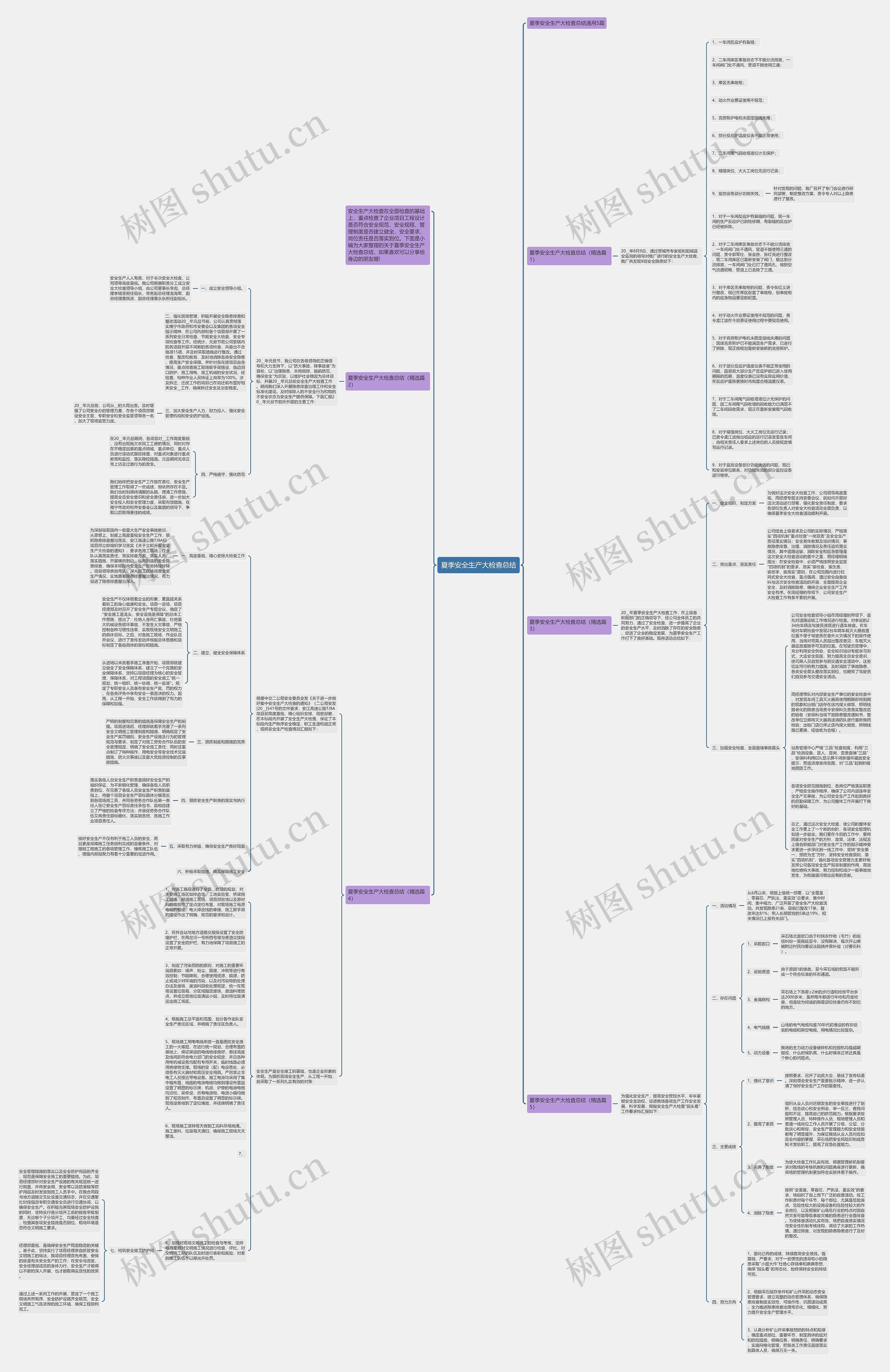 夏季安全生产大检查总结思维导图
