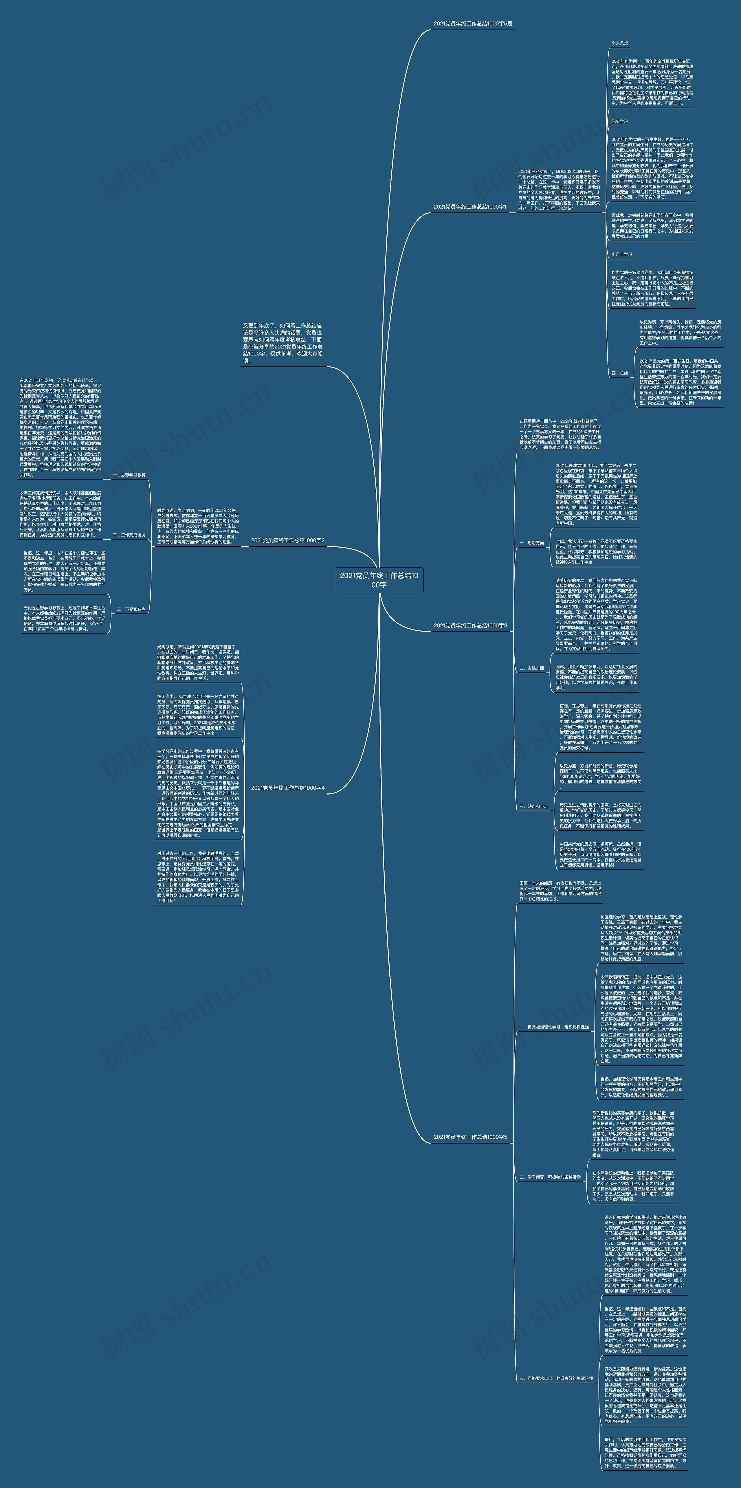 2021党员年终工作总结1000字思维导图