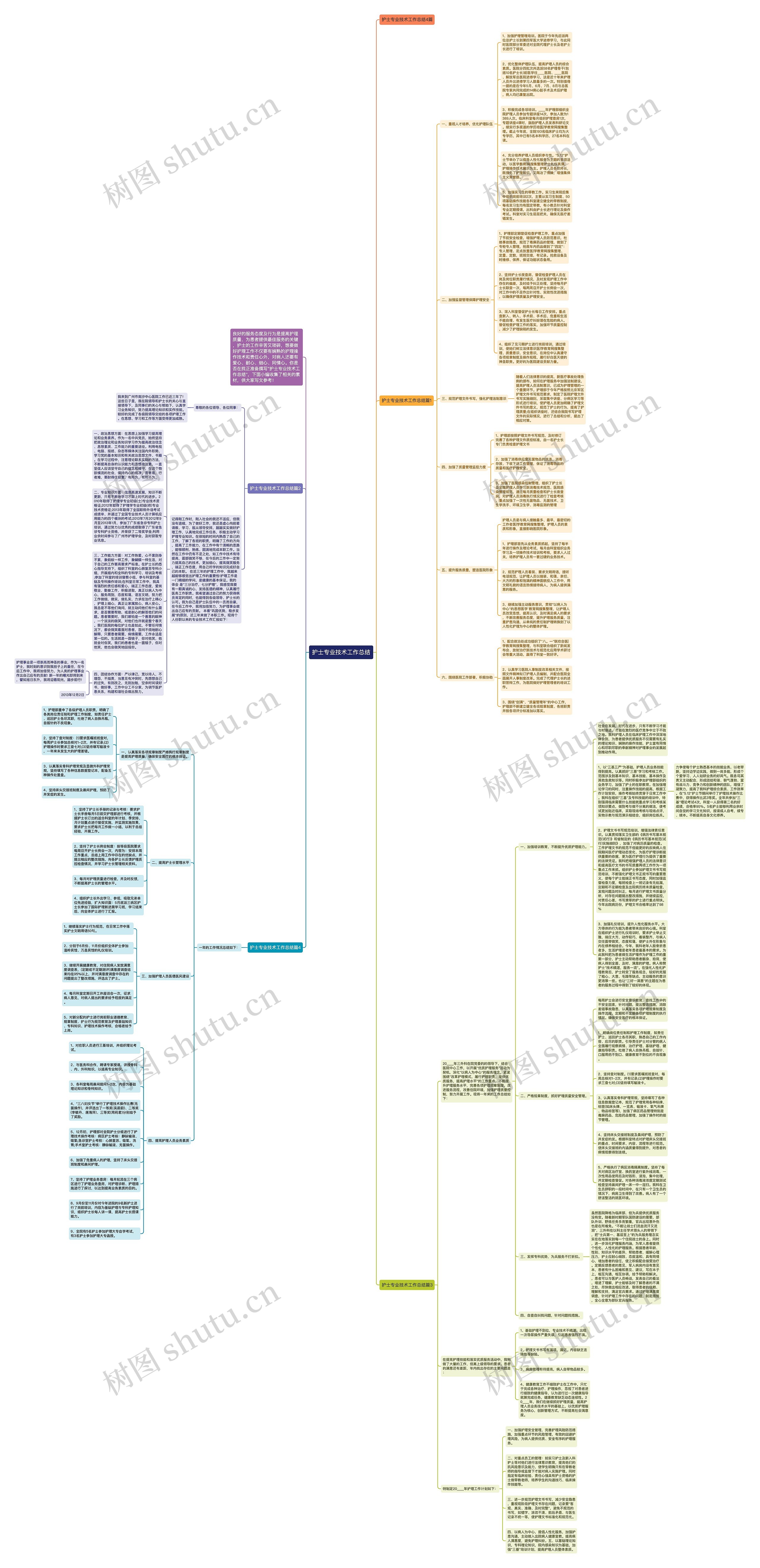 护士专业技术工作总结思维导图