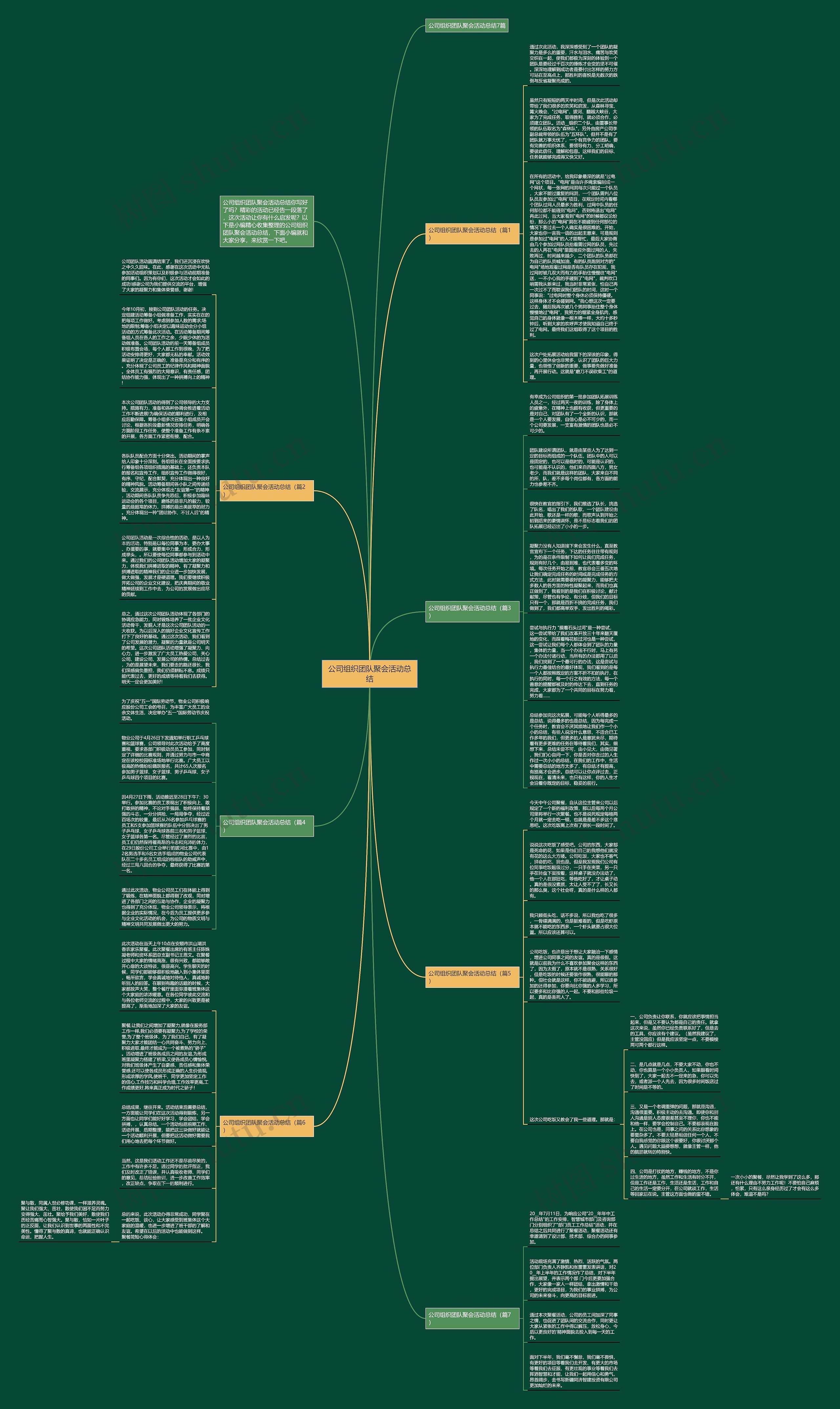 公司组织团队聚会活动总结思维导图