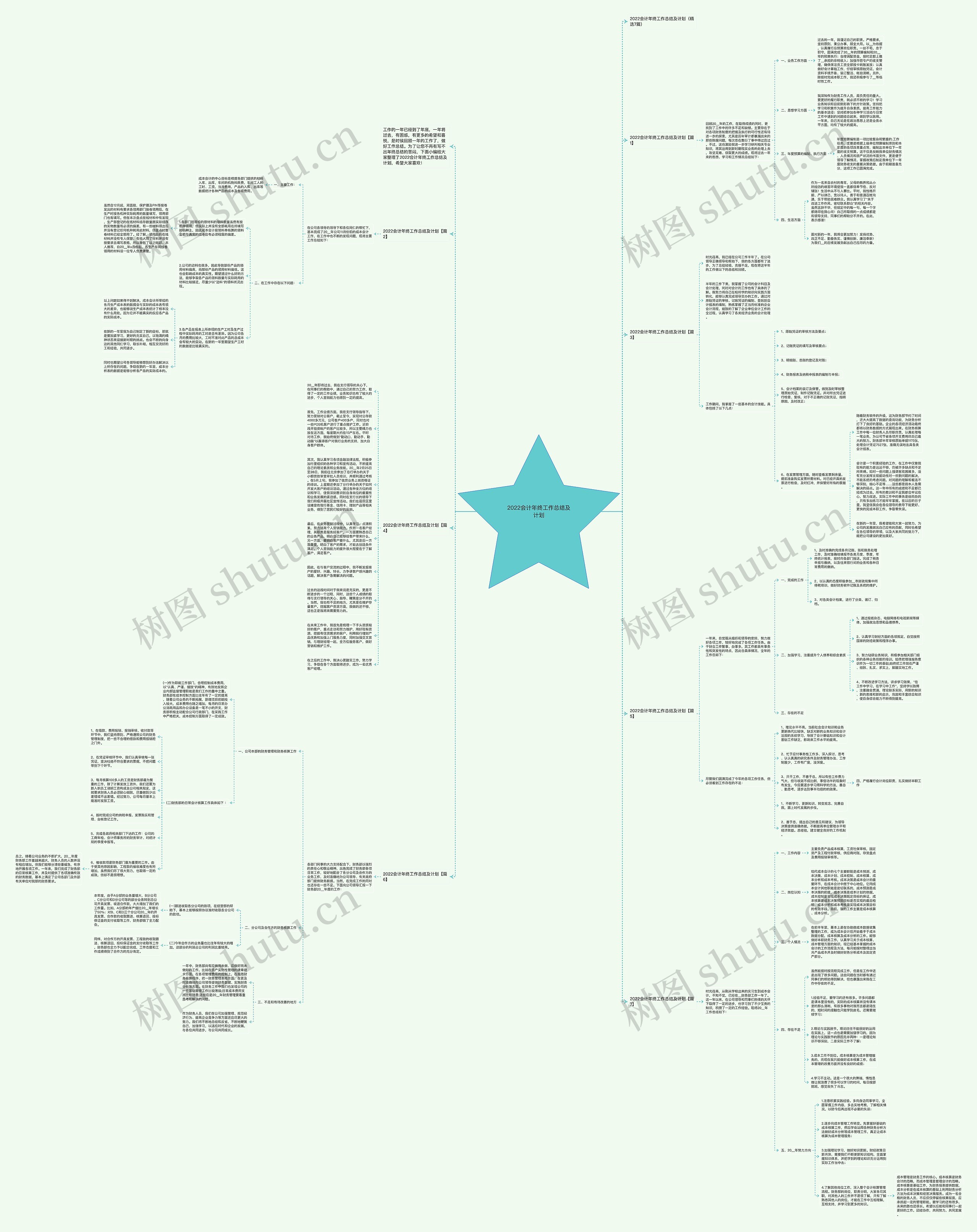 2022会计年终工作总结及计划思维导图