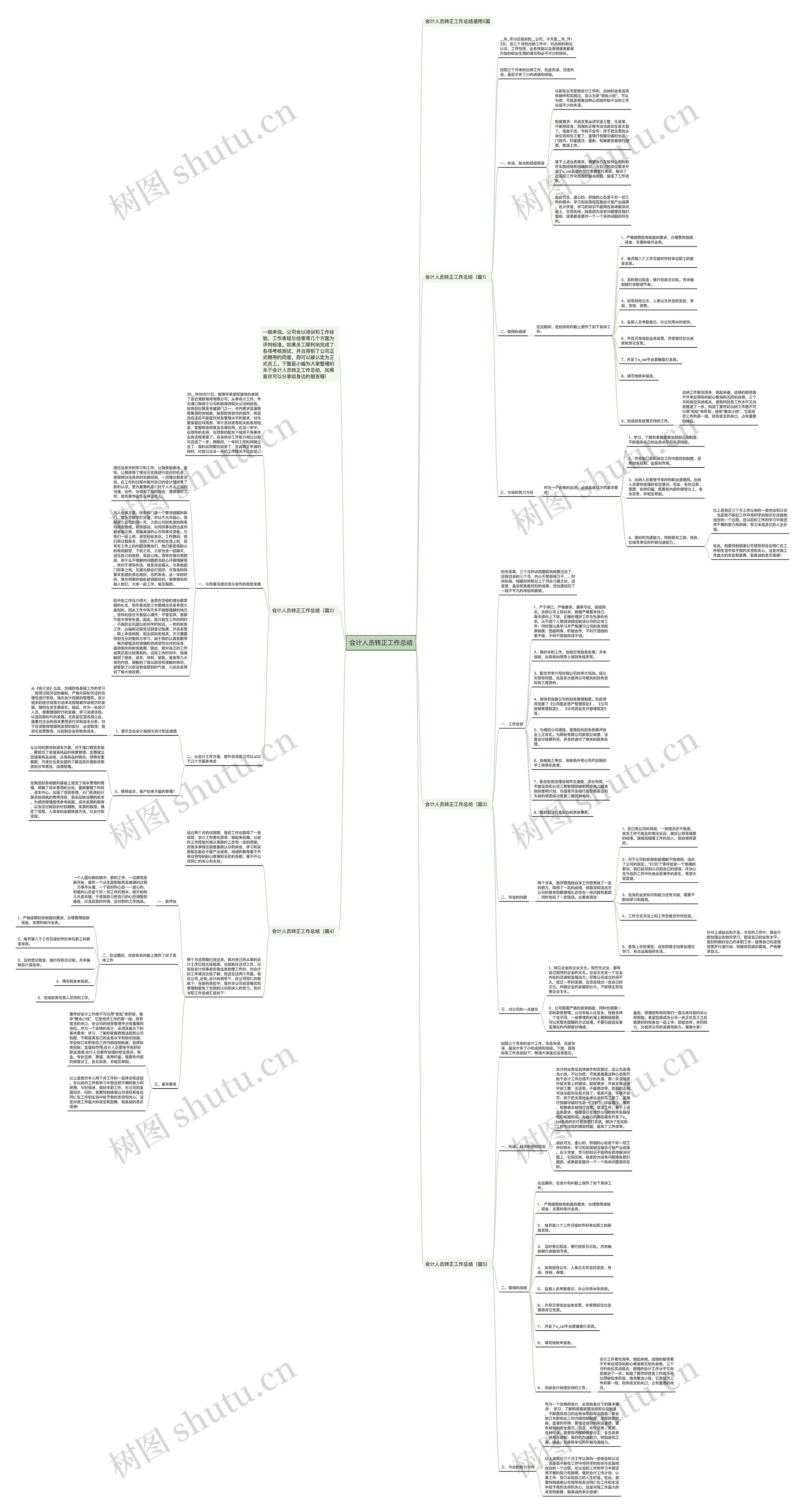 会计人员转正工作总结思维导图