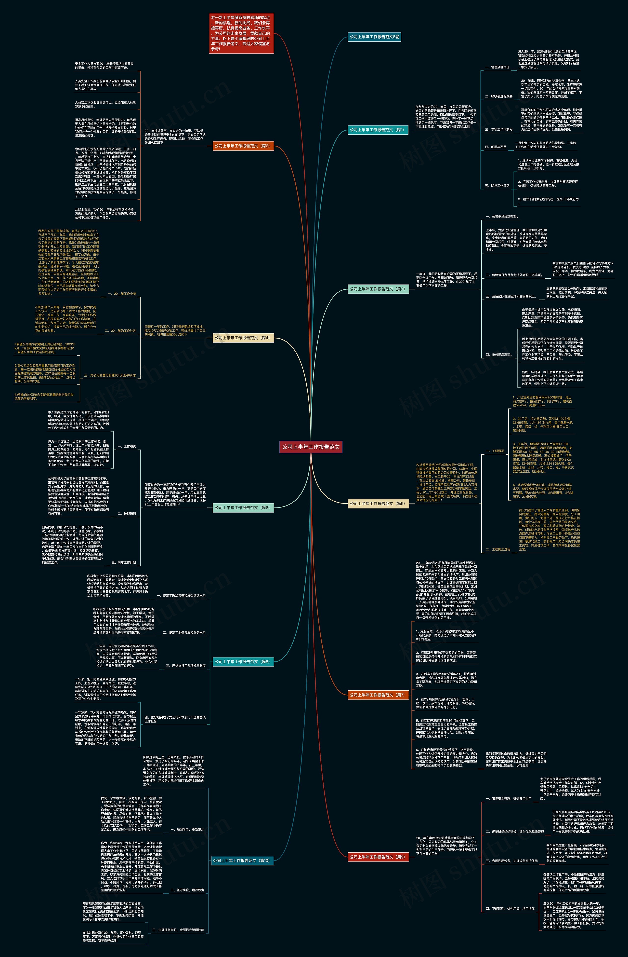 公司上半年工作报告范文思维导图