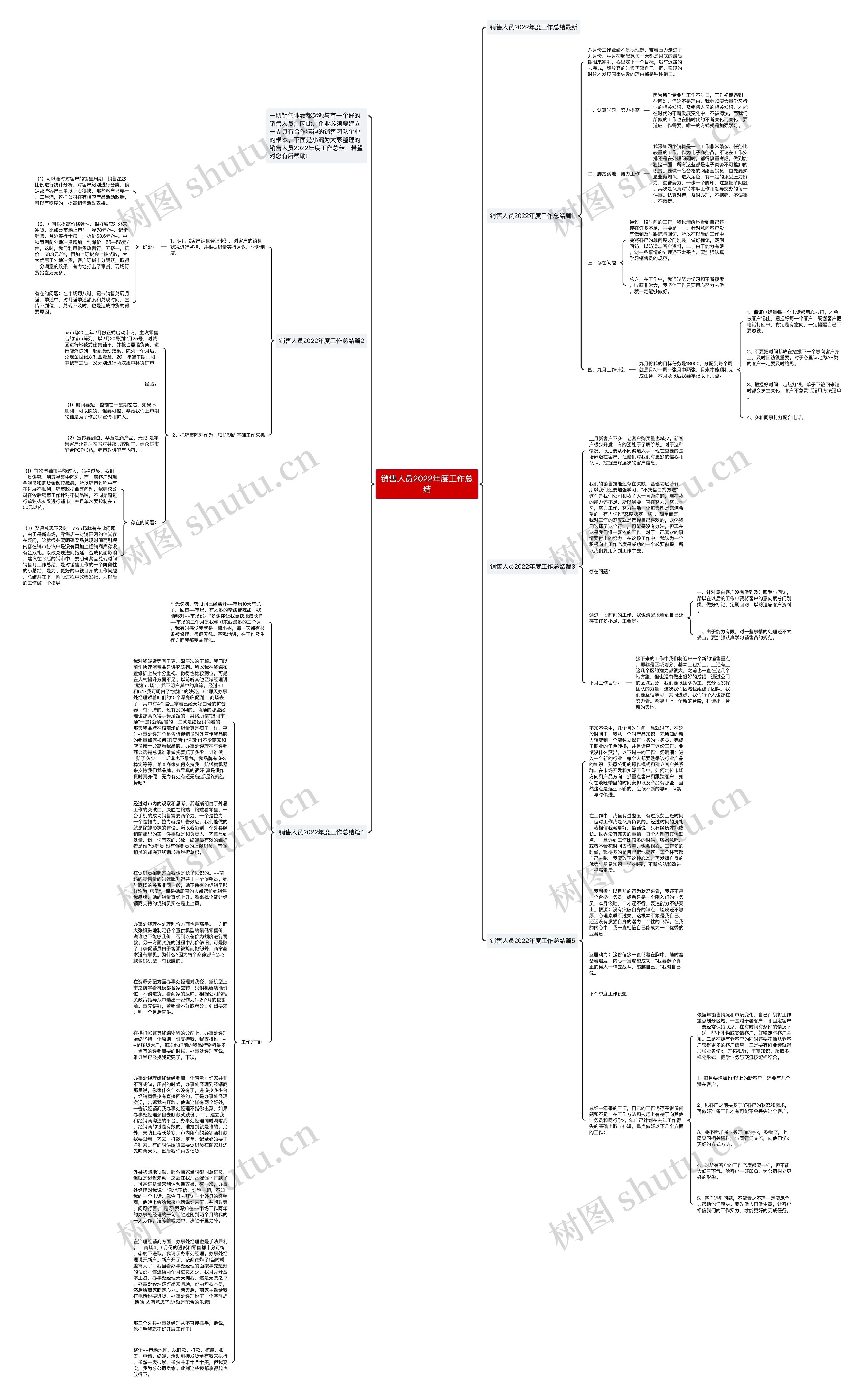 销售人员2022年度工作总结思维导图