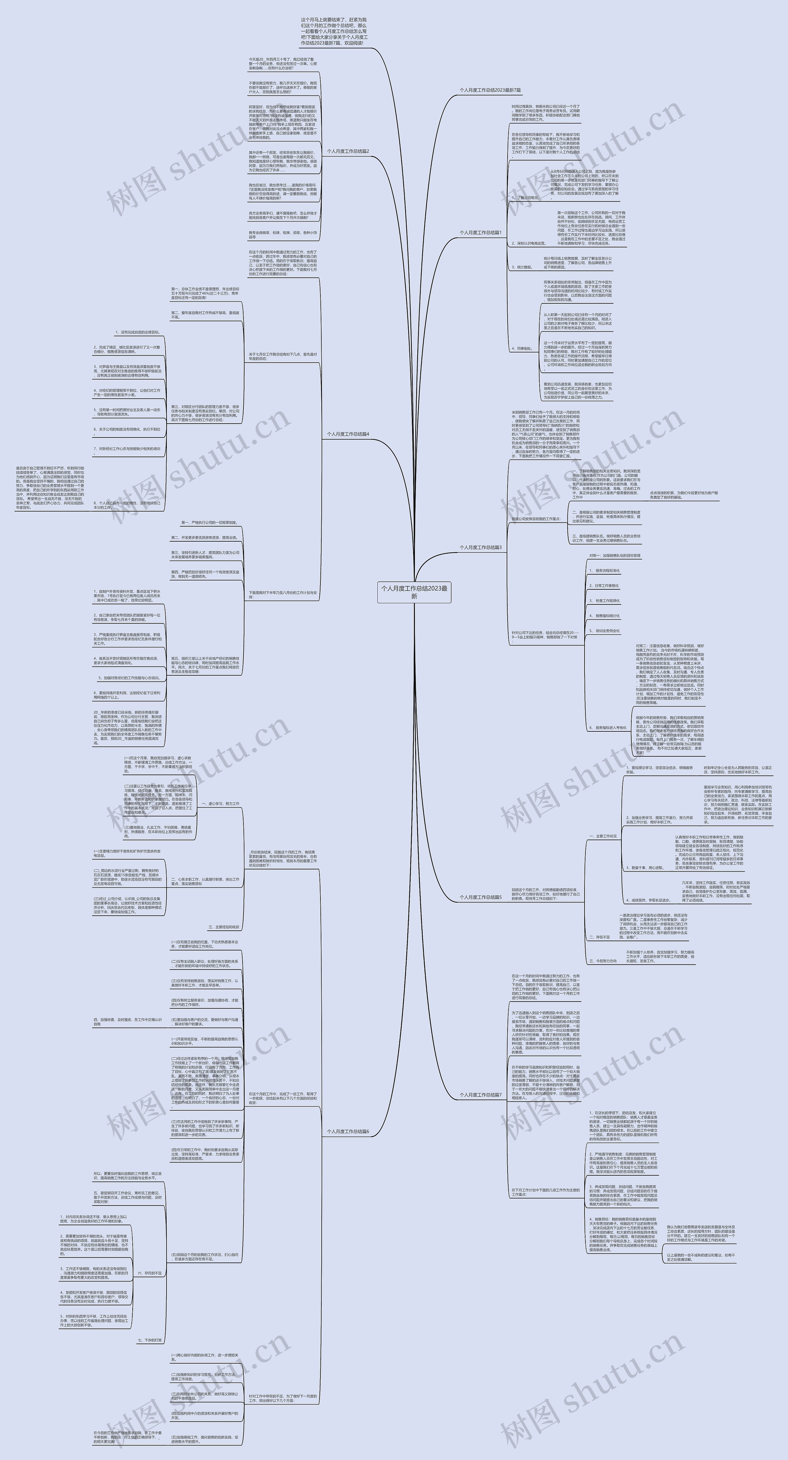 个人月度工作总结2023最新思维导图