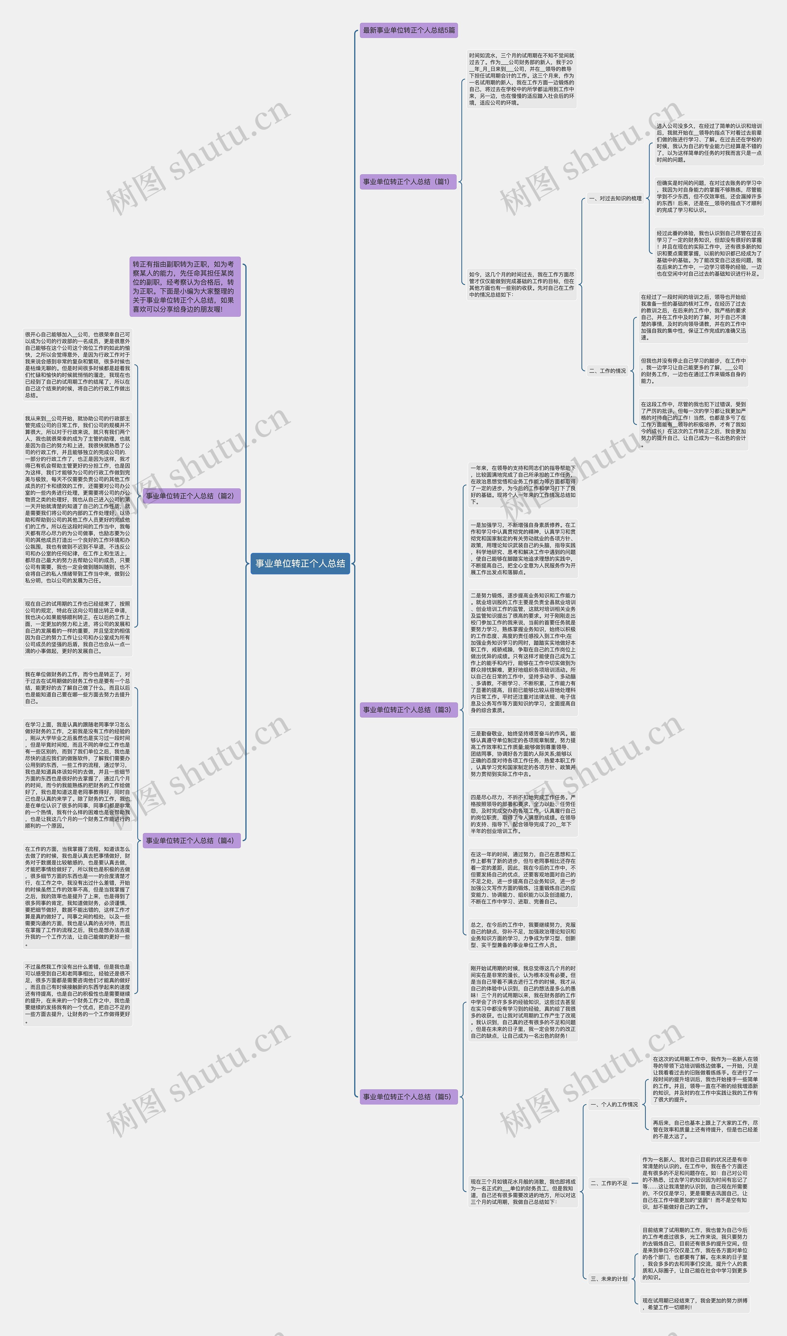 事业单位转正个人总结思维导图