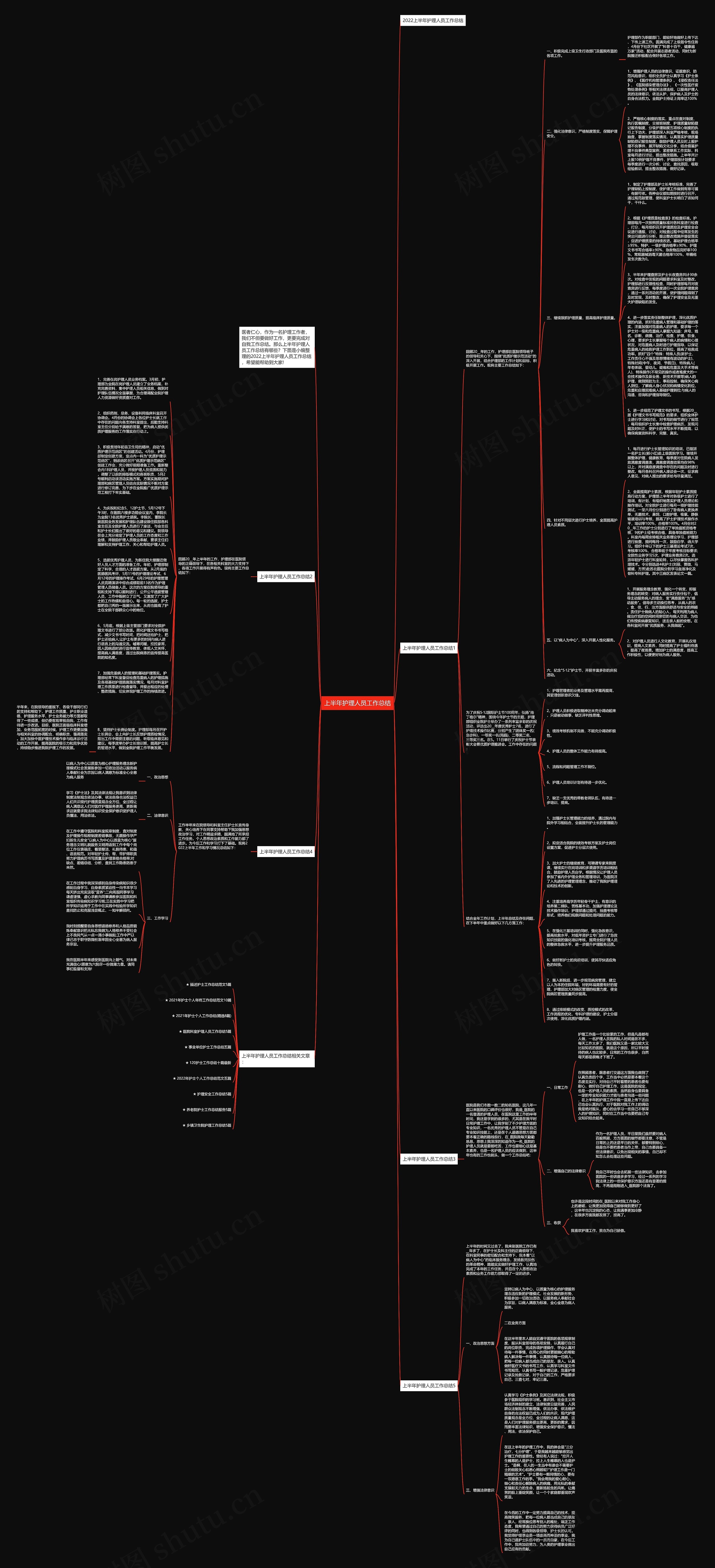 上半年护理人员工作总结思维导图