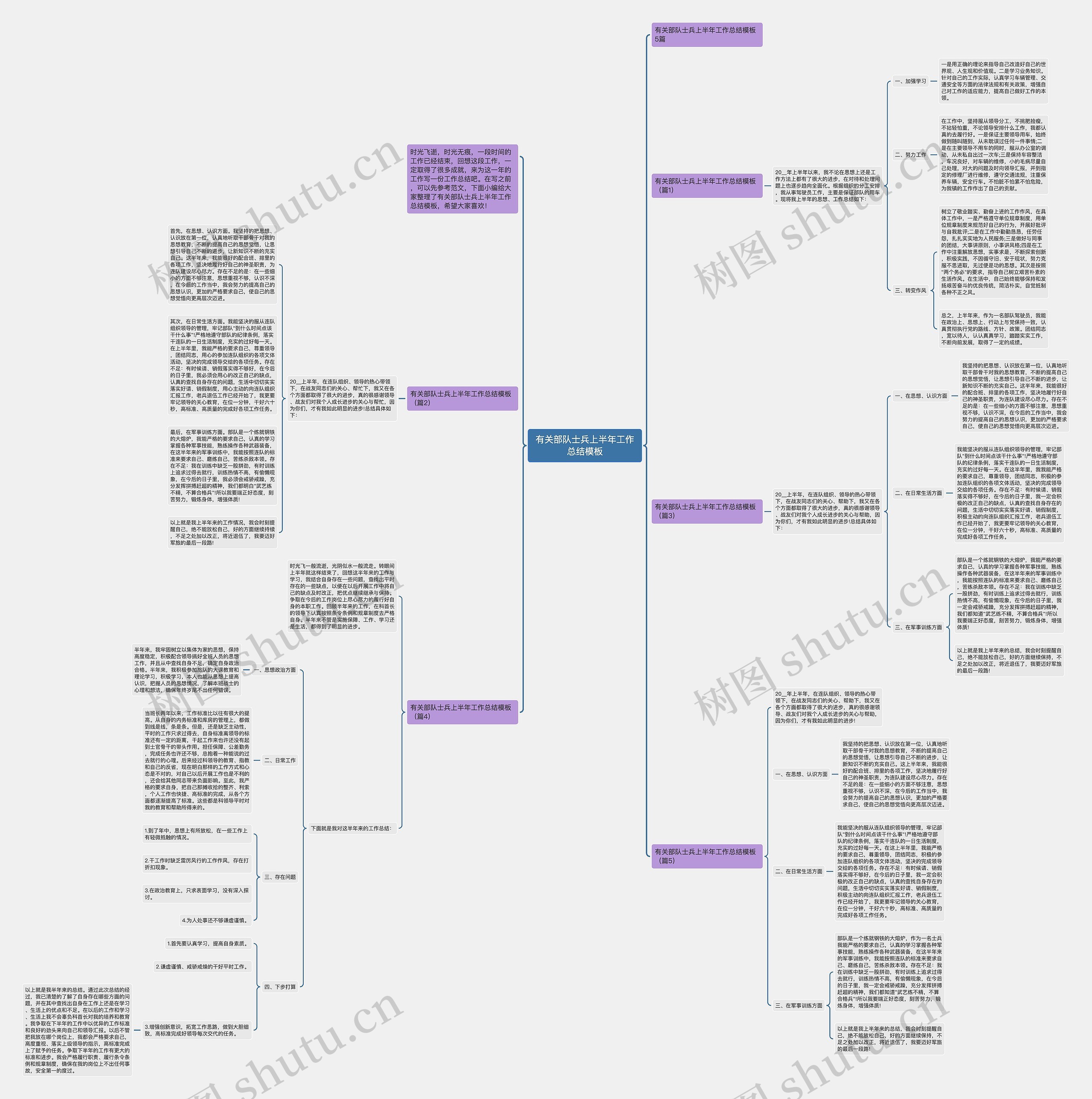 有关部队士兵上半年工作总结思维导图