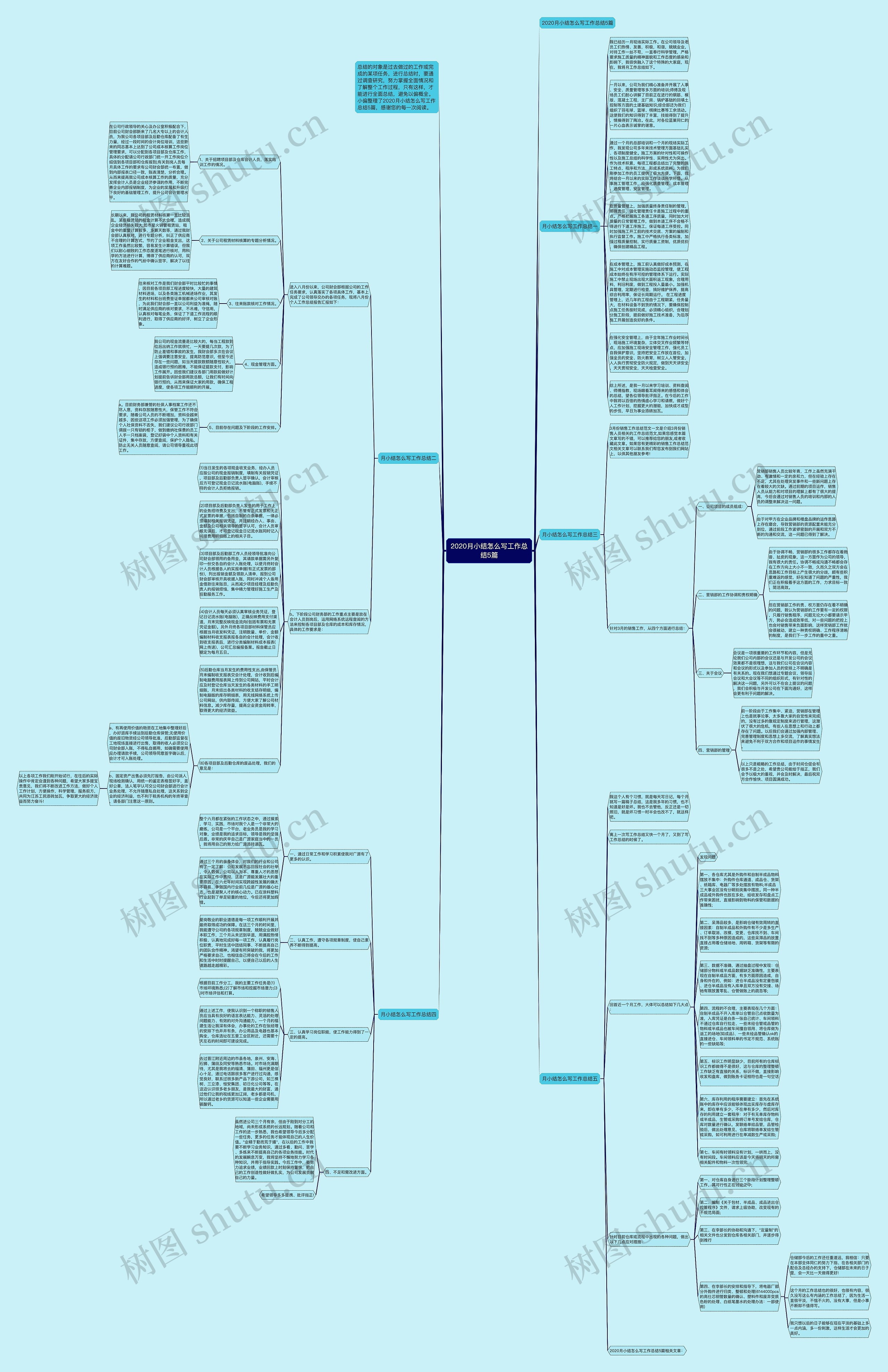 2020月小结怎么写工作总结5篇思维导图