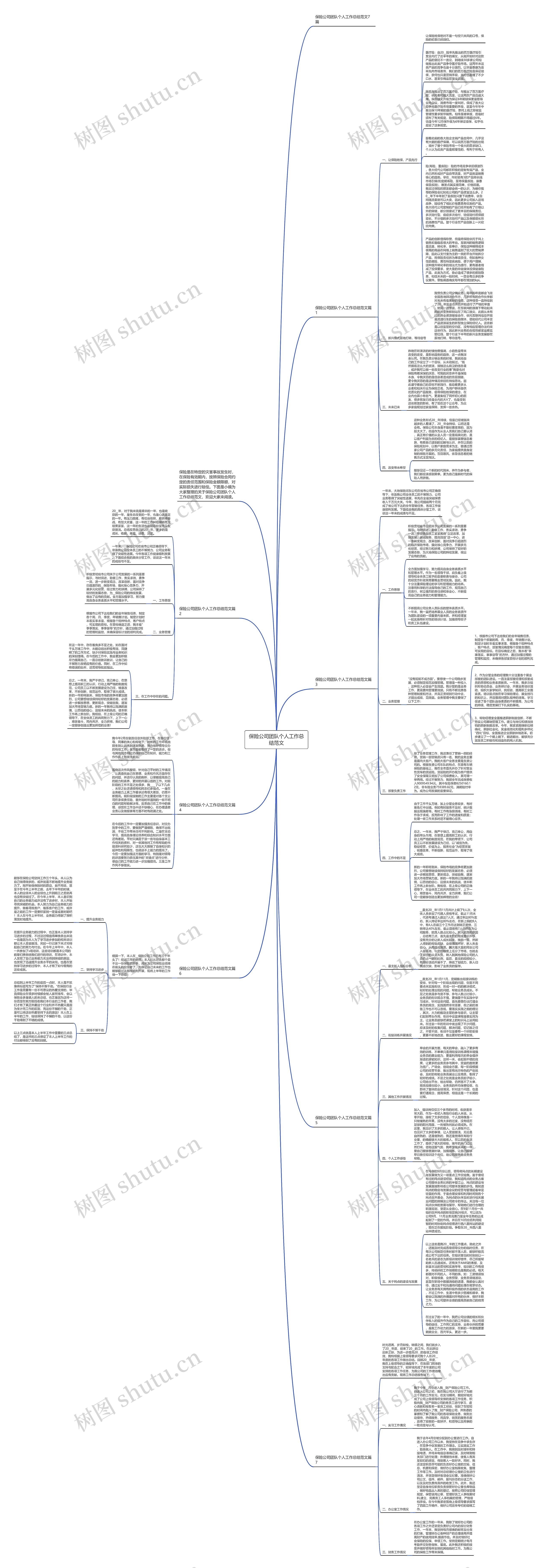 保险公司团队个人工作总结范文思维导图