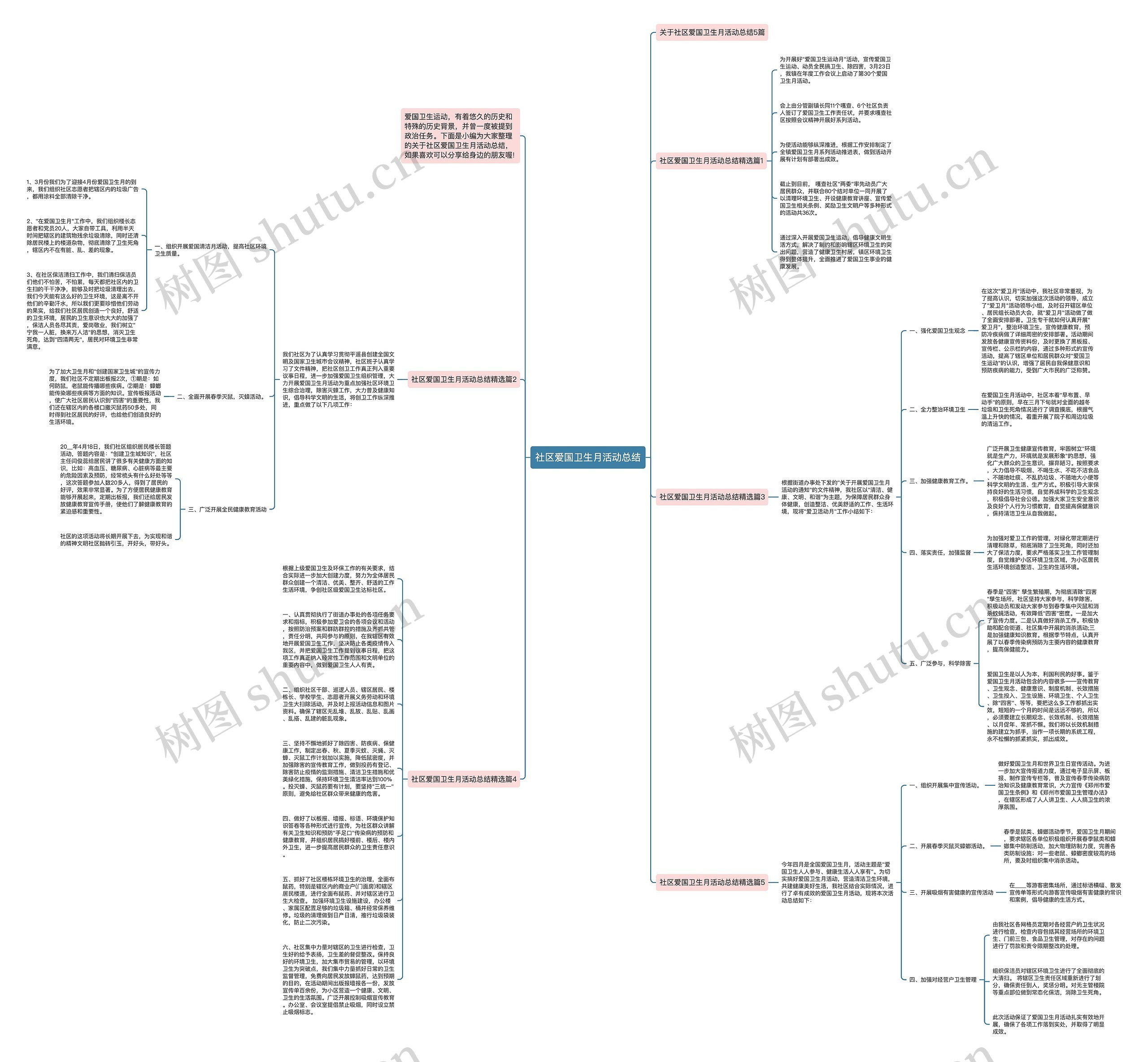 社区爱国卫生月活动总结思维导图