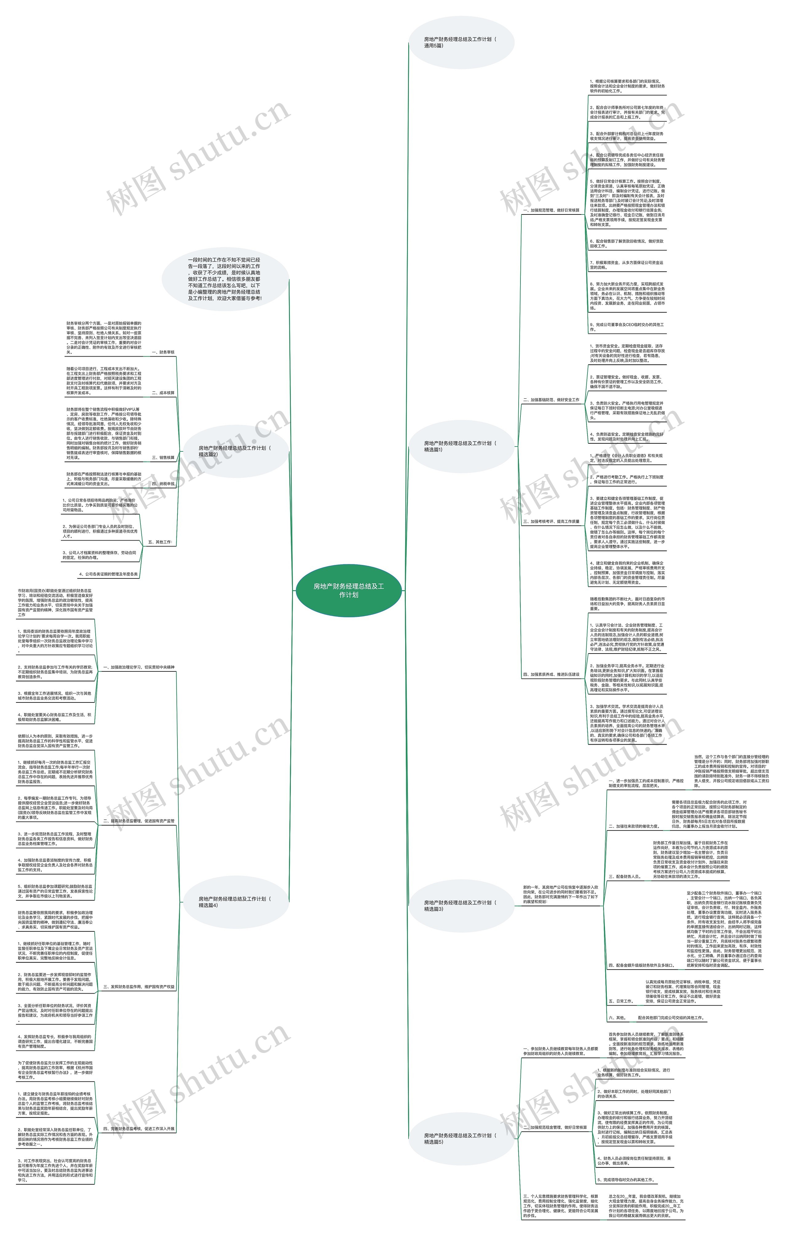 房地产财务经理总结及工作计划思维导图