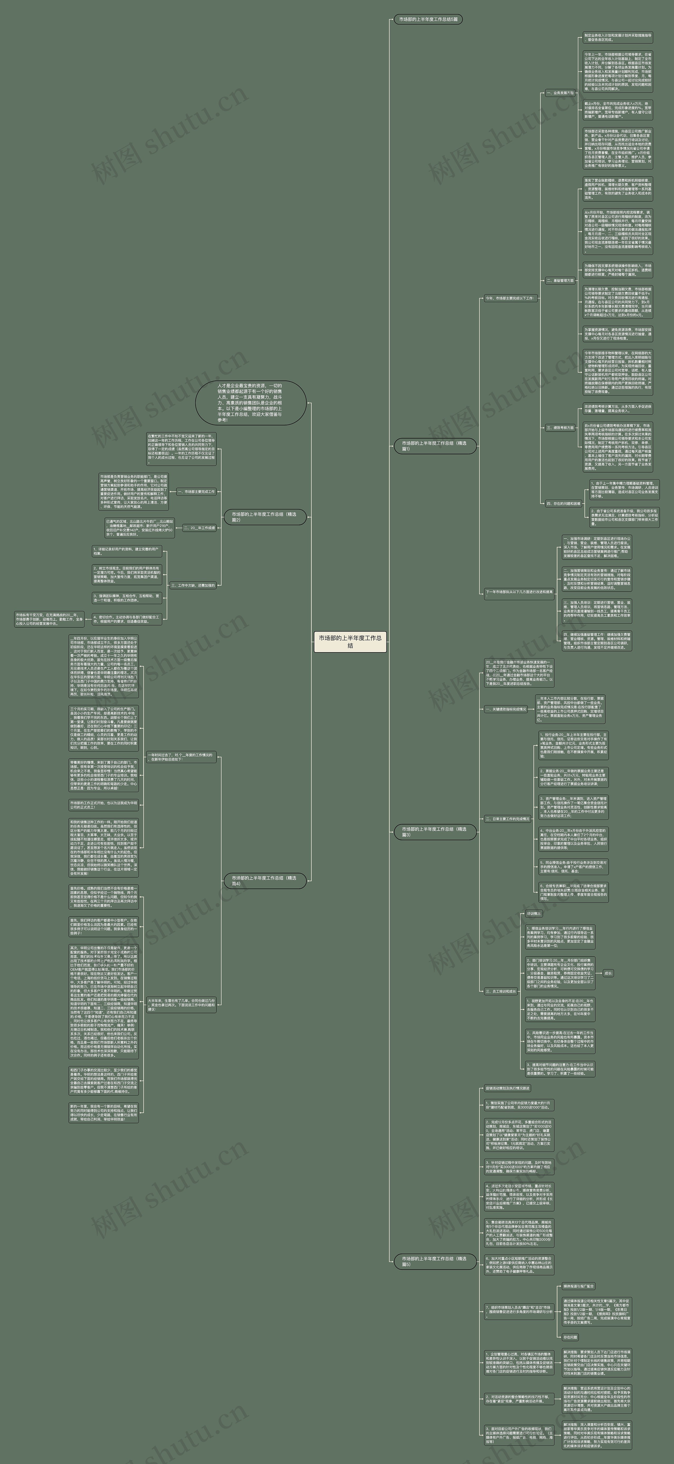 市场部的上半年度工作总结思维导图