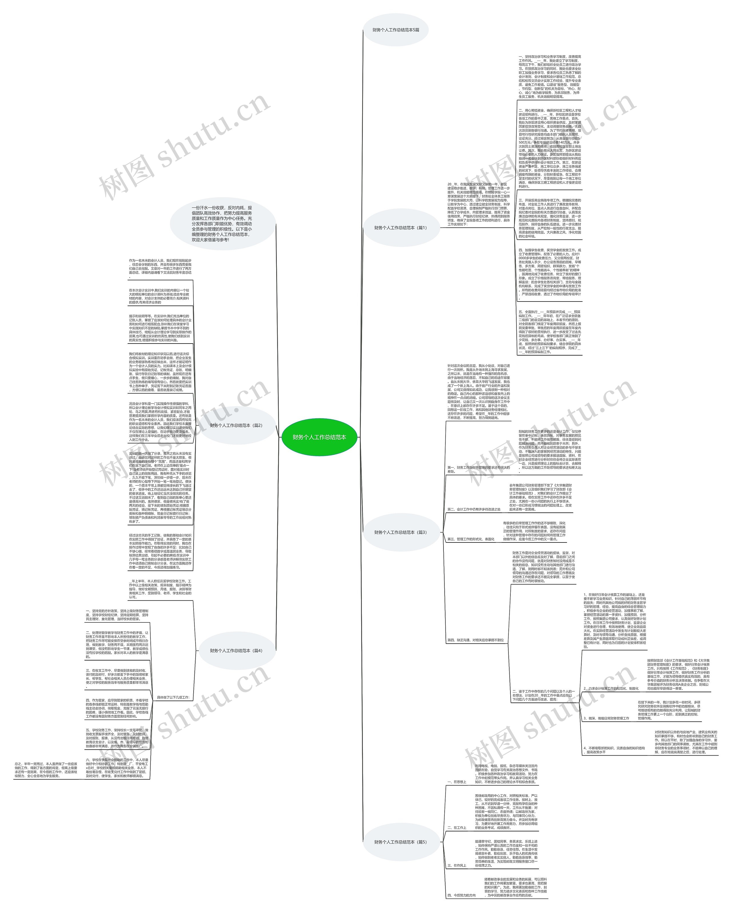 财务个人工作总结范本思维导图