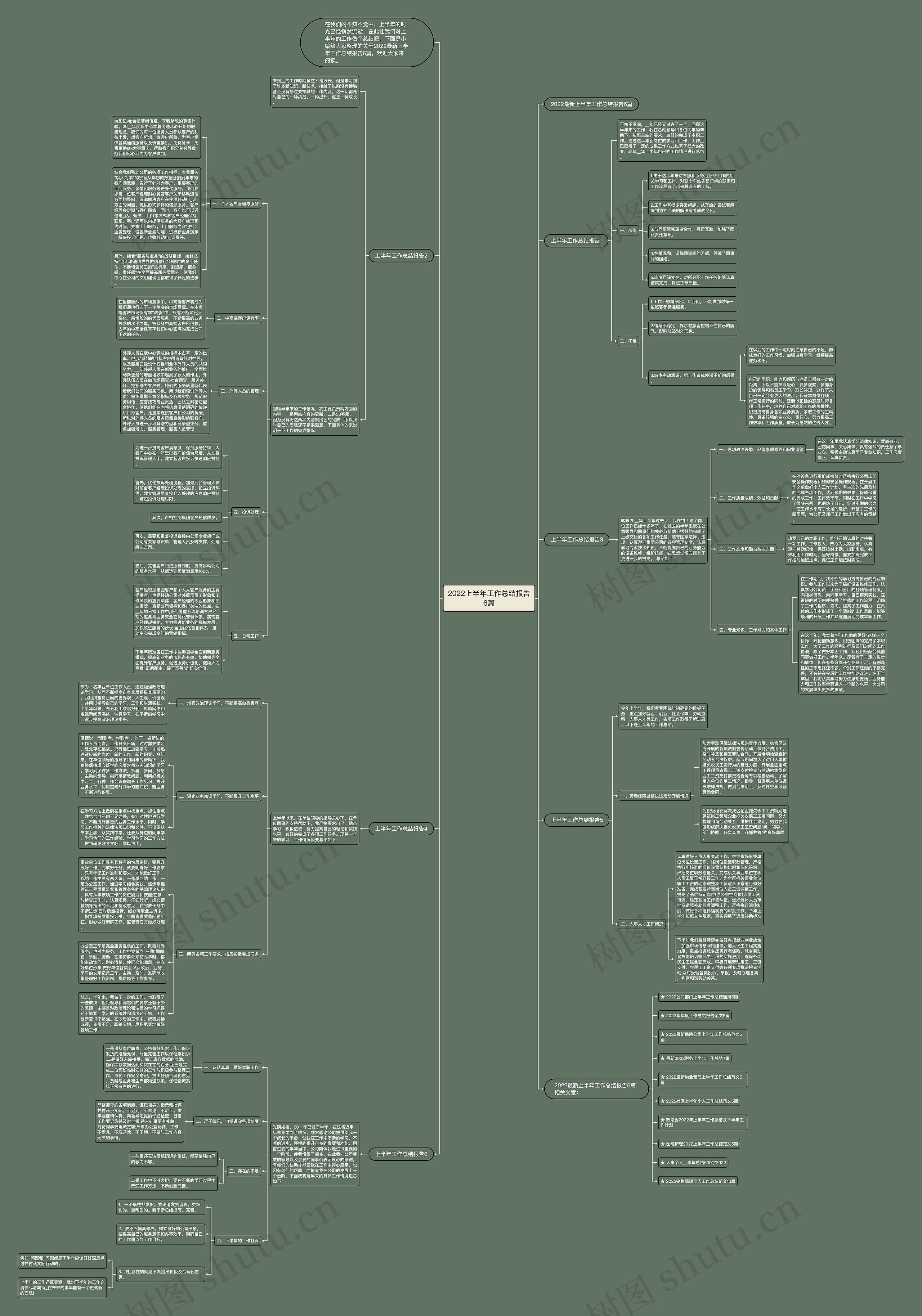 2022上半年工作总结报告6篇思维导图