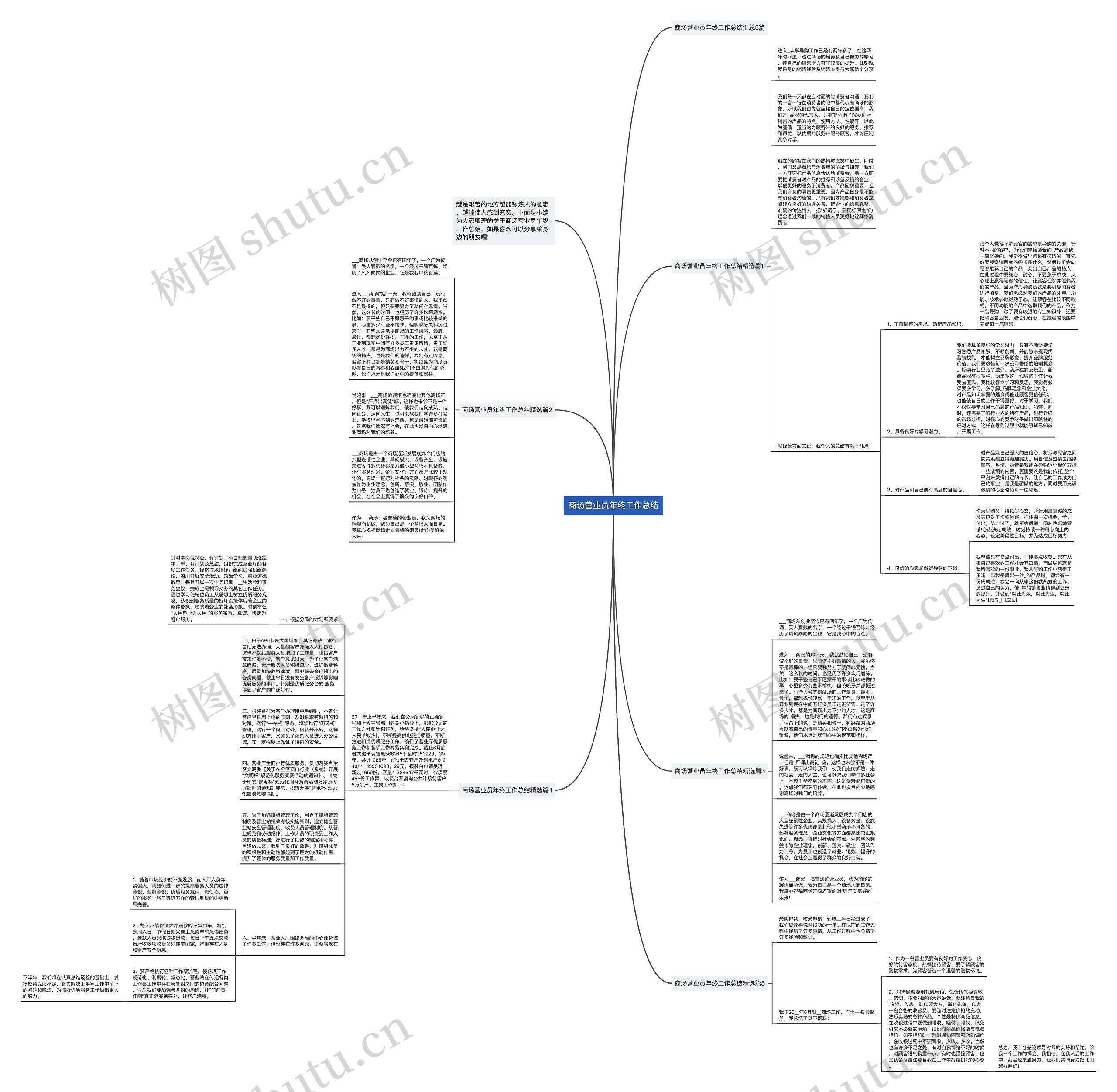 商场营业员年终工作总结思维导图