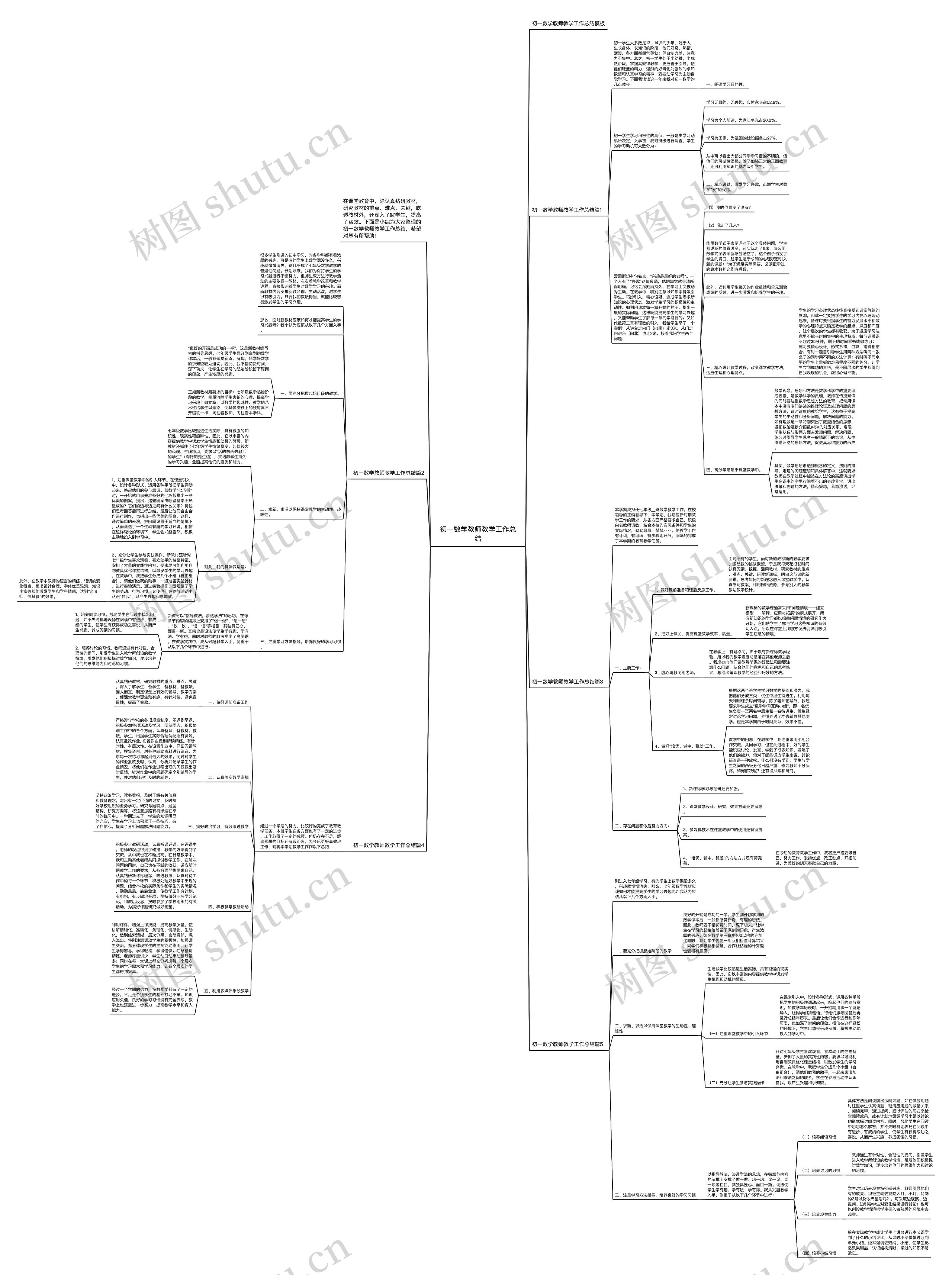 初一数学教师教学工作总结思维导图