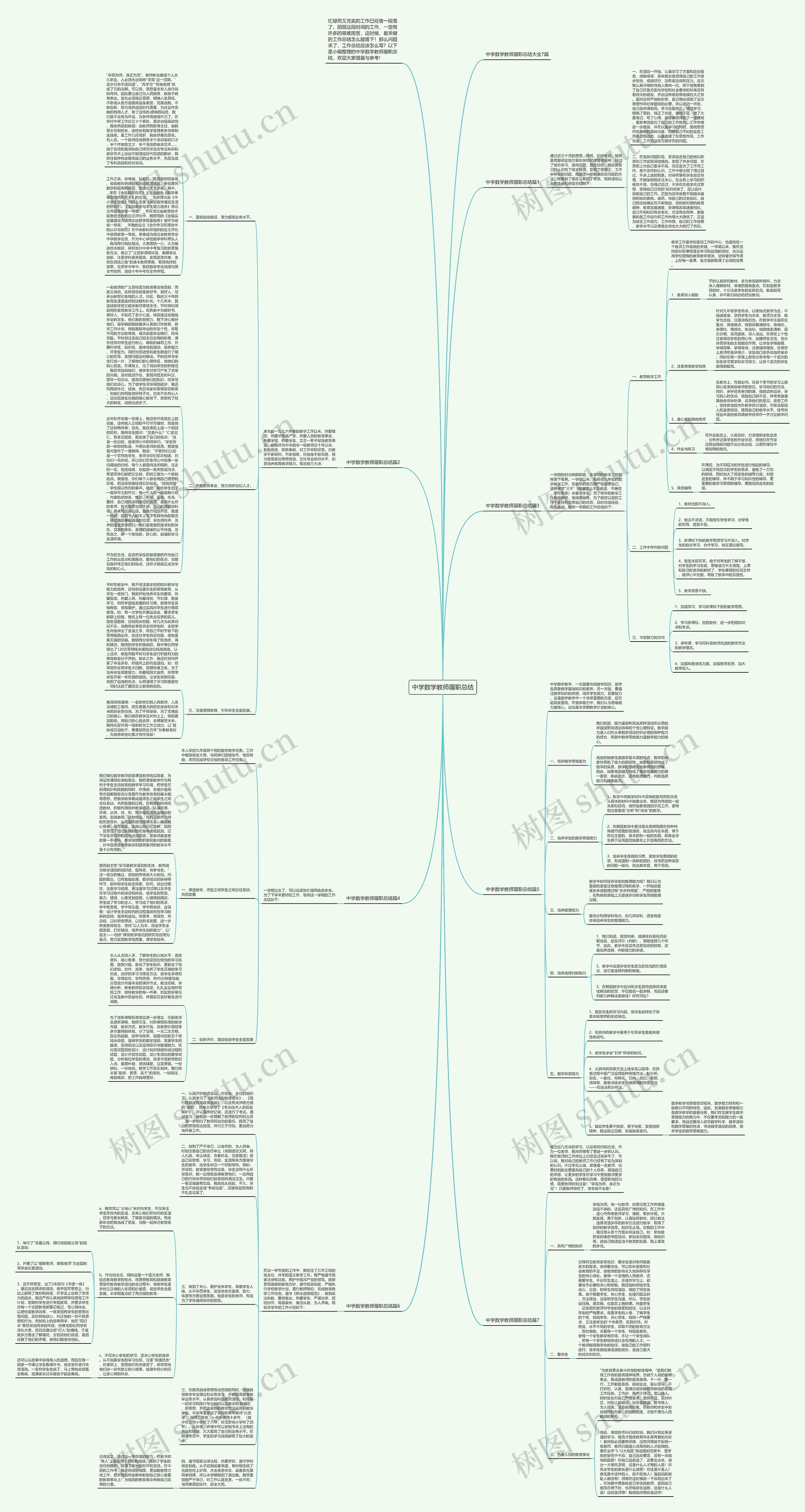 中学数学教师履职总结思维导图