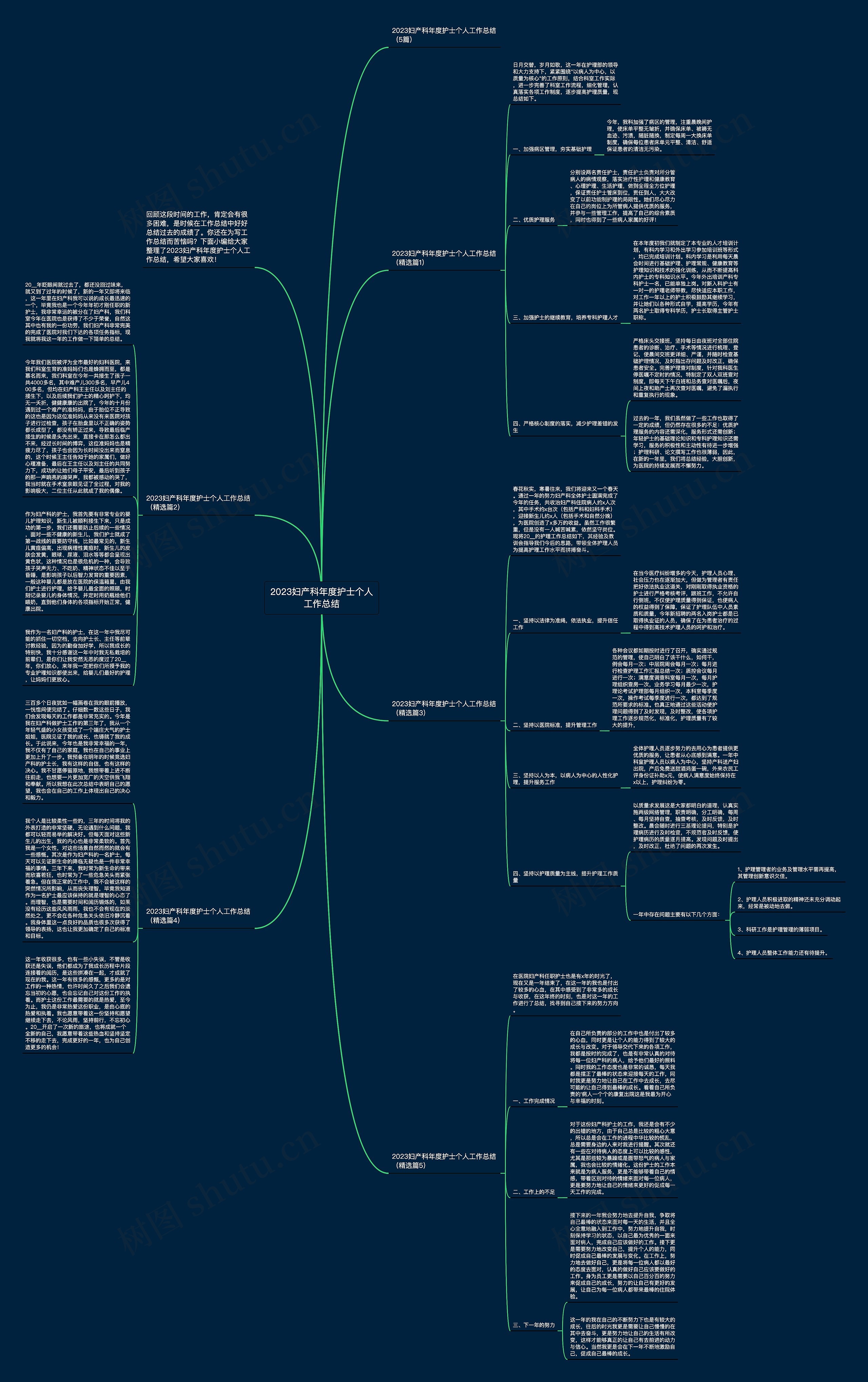 2023妇产科年度护士个人工作总结思维导图