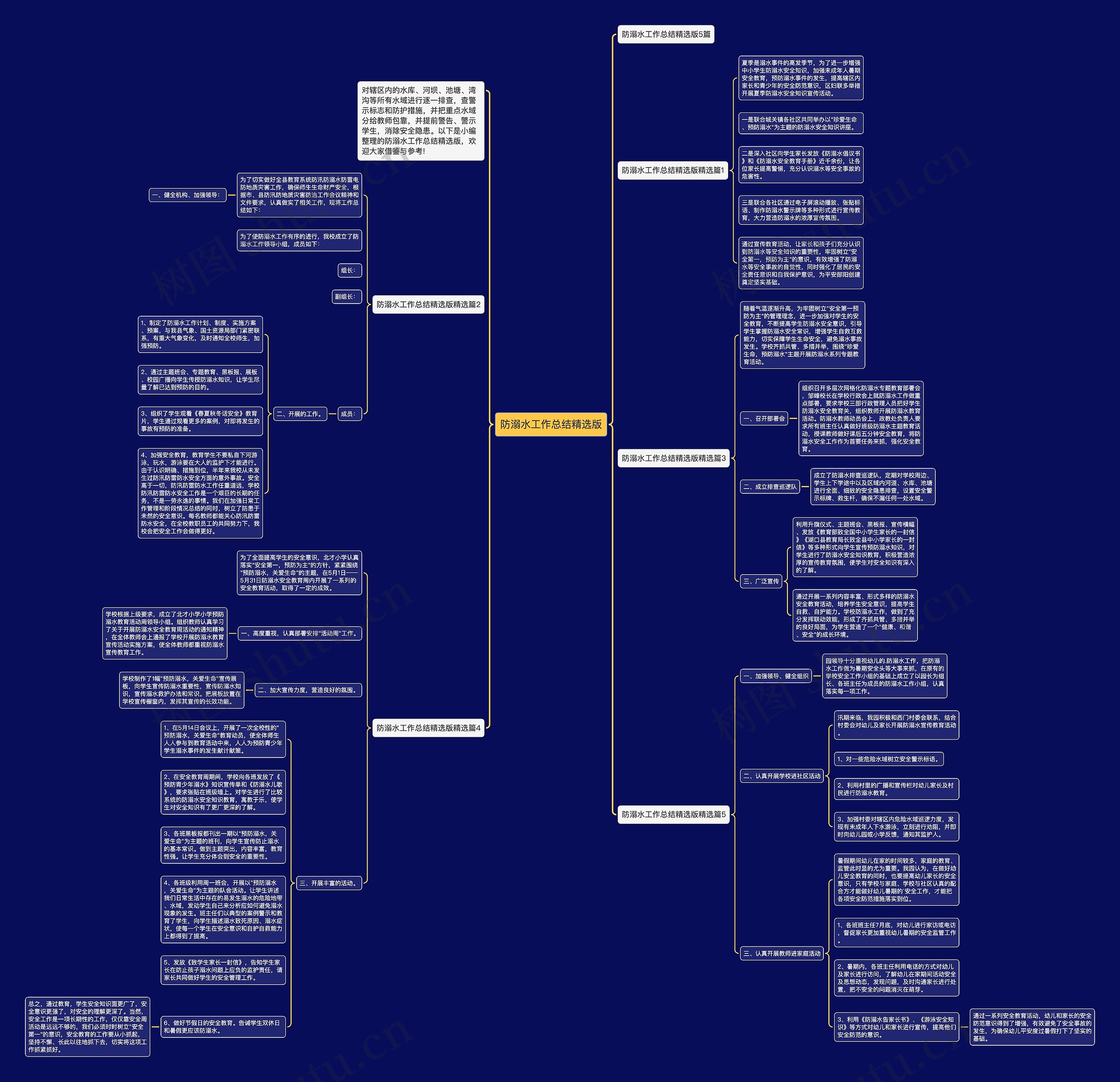 防溺水工作总结精选版思维导图
