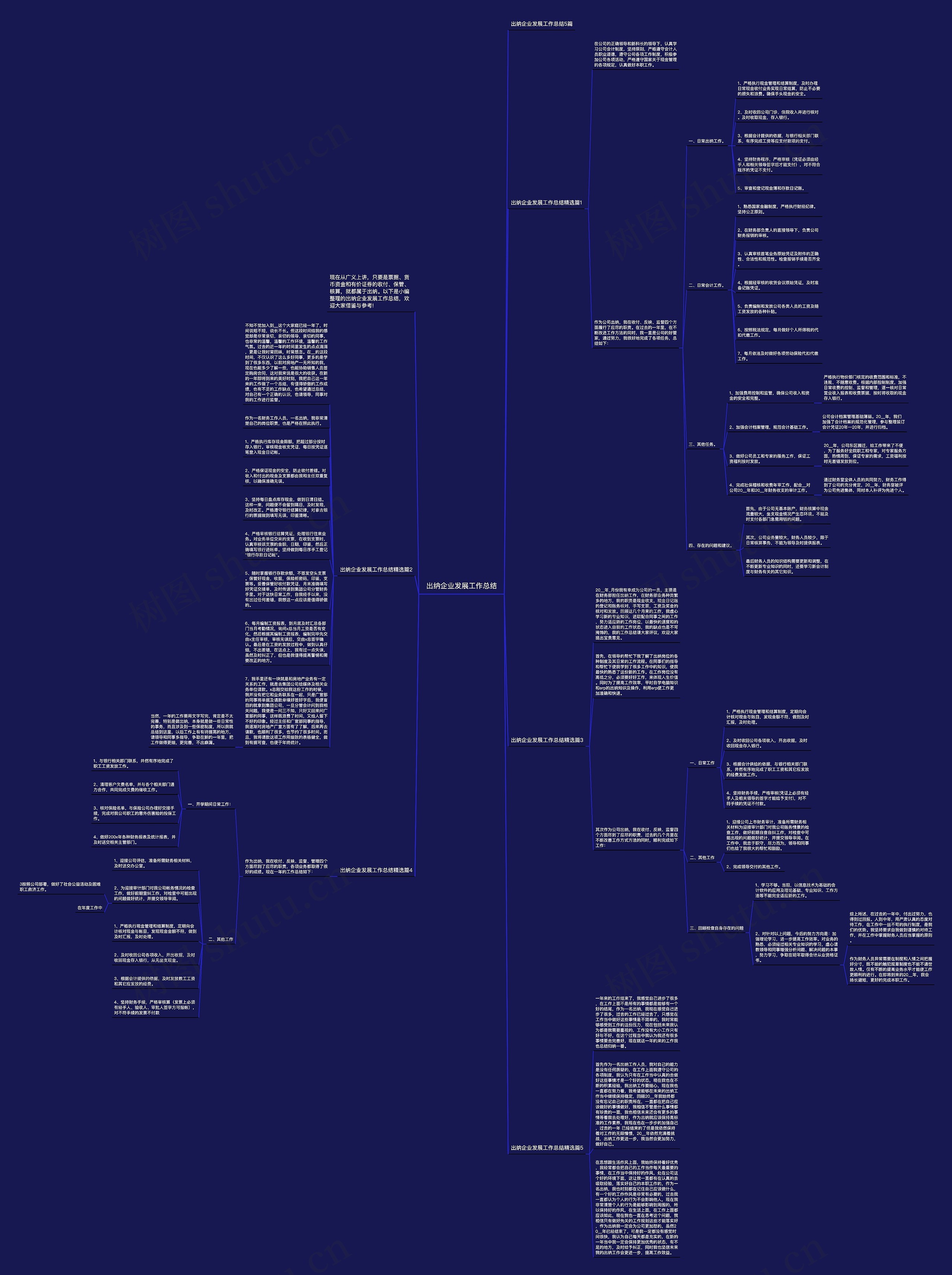 出纳企业发展工作总结思维导图
