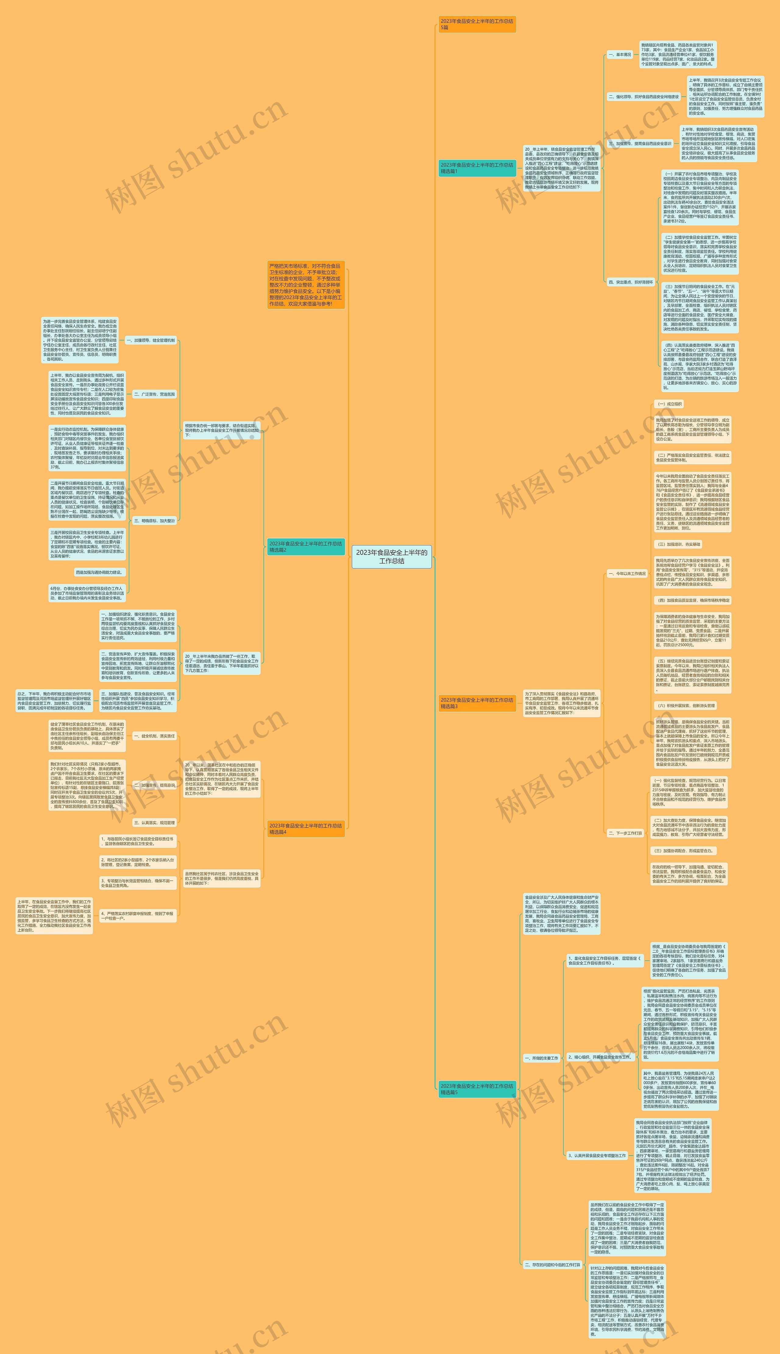 2023年食品安全上半年的工作总结思维导图