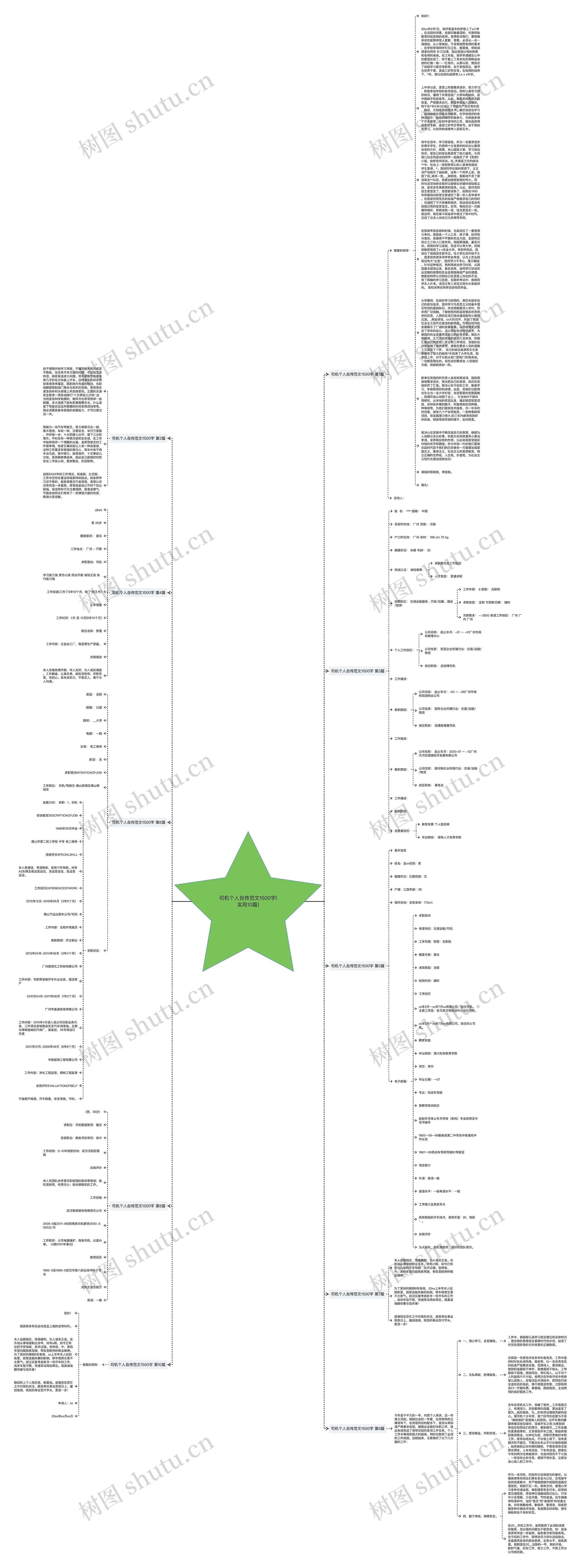 司机个人自传范文1500字(实用10篇)思维导图