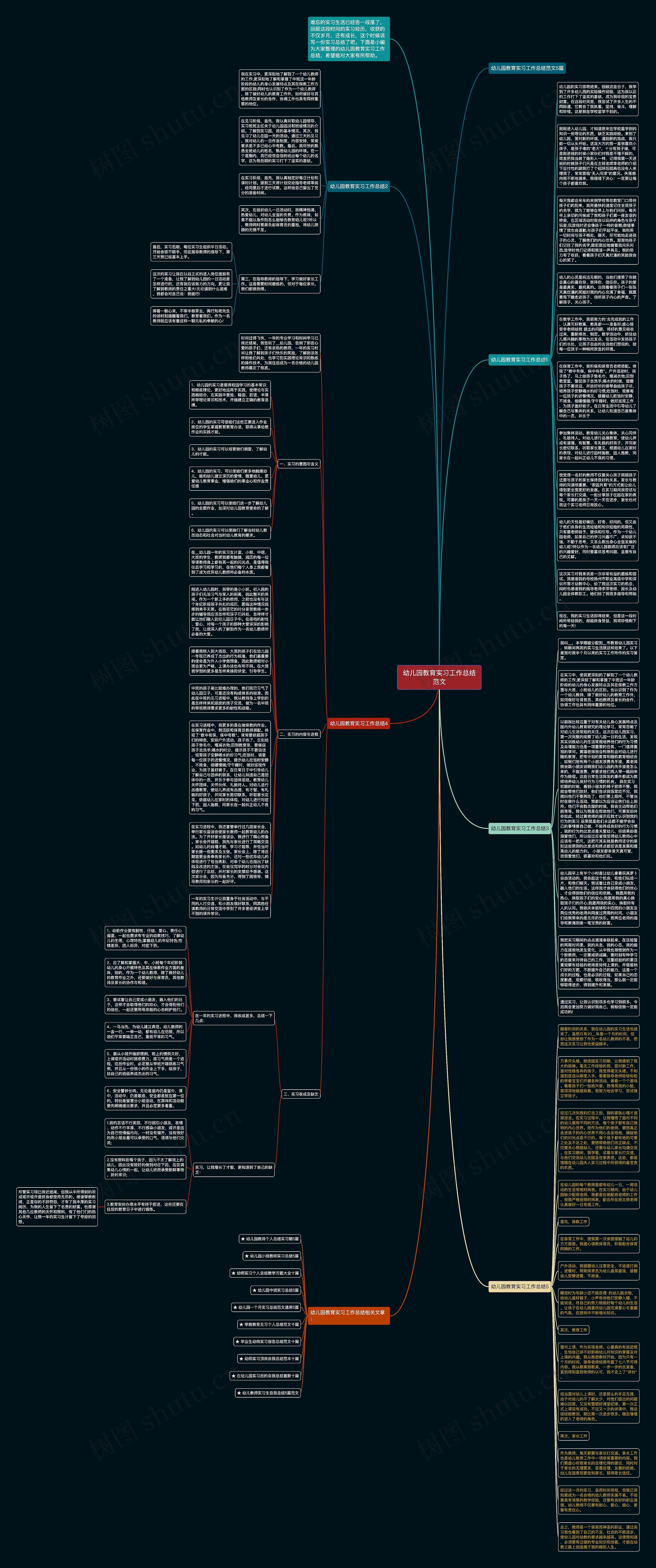 幼儿园教育实习工作总结范文思维导图