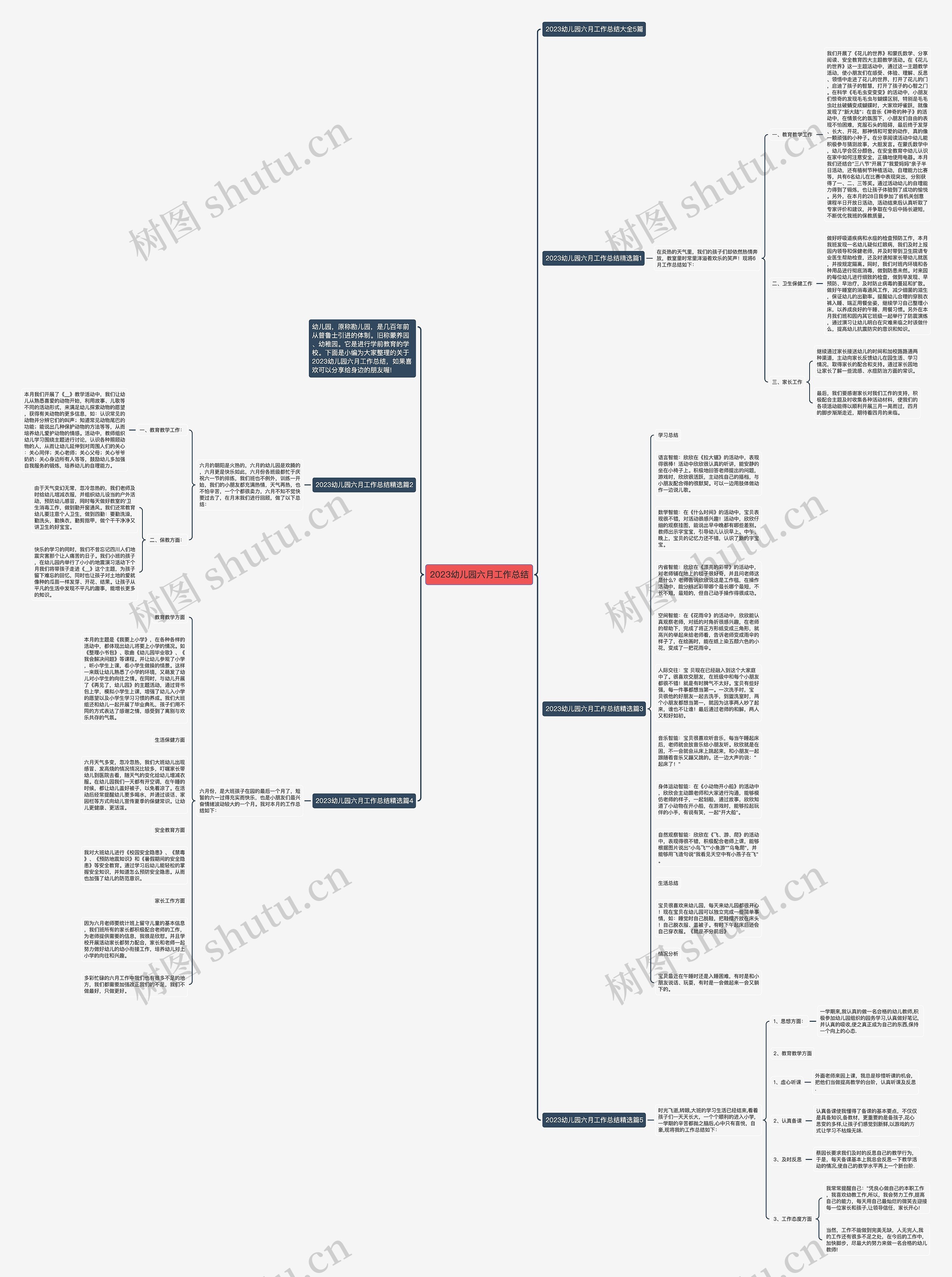 2023幼儿园六月工作总结思维导图