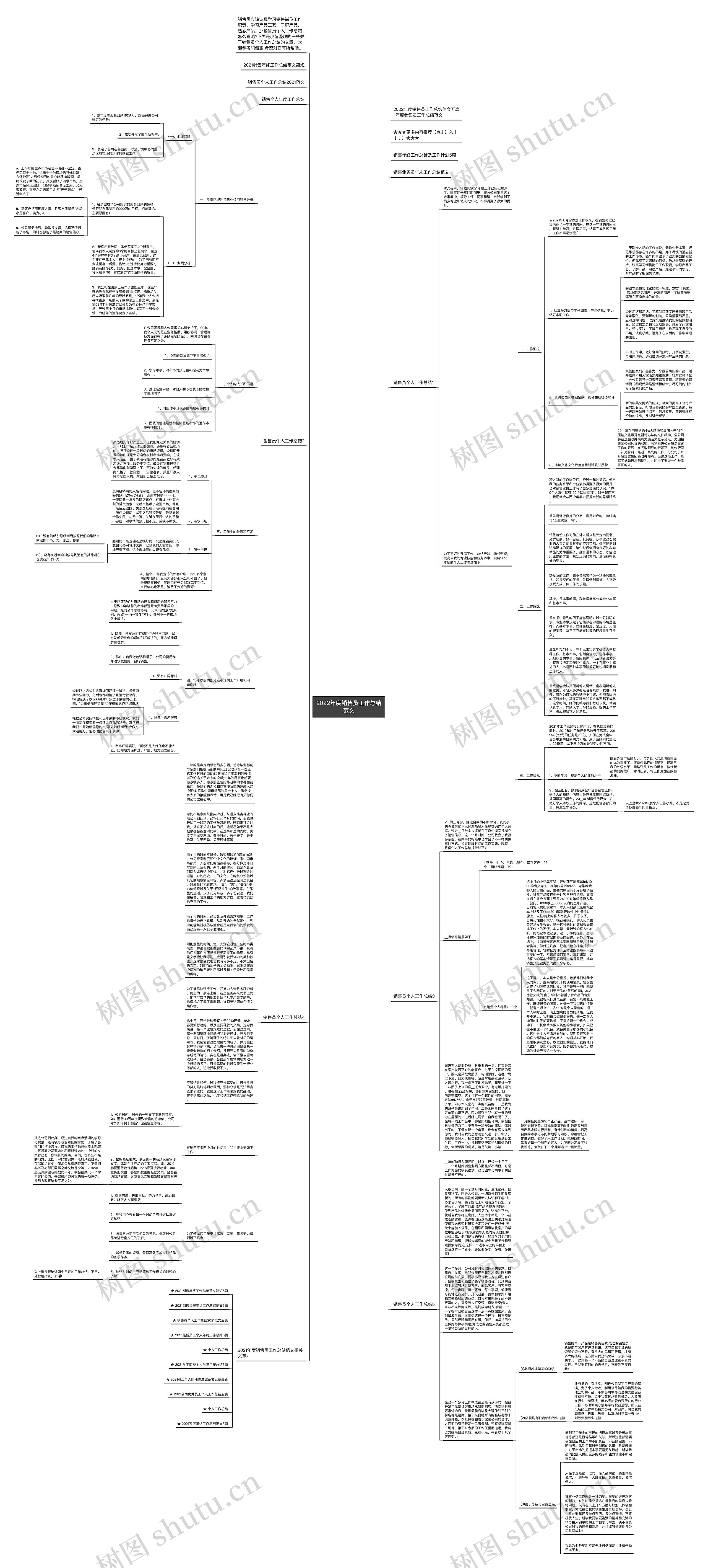 2022年度销售员工作总结范文思维导图