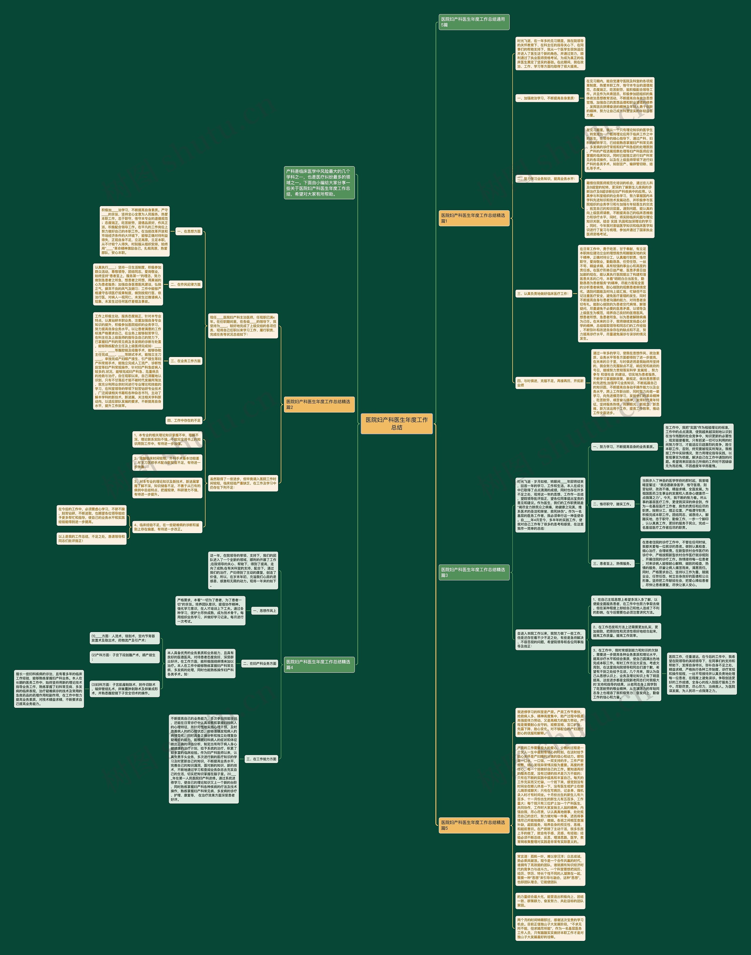 医院妇产科医生年度工作总结思维导图