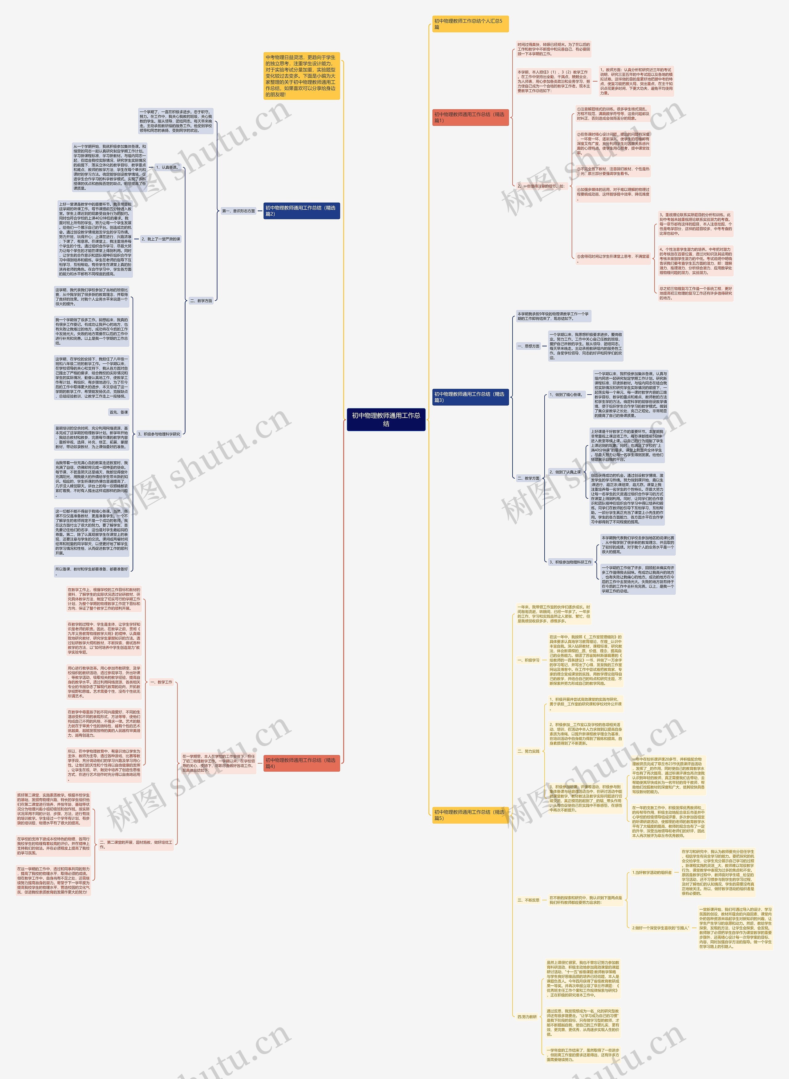 初中物理教师通用工作总结思维导图