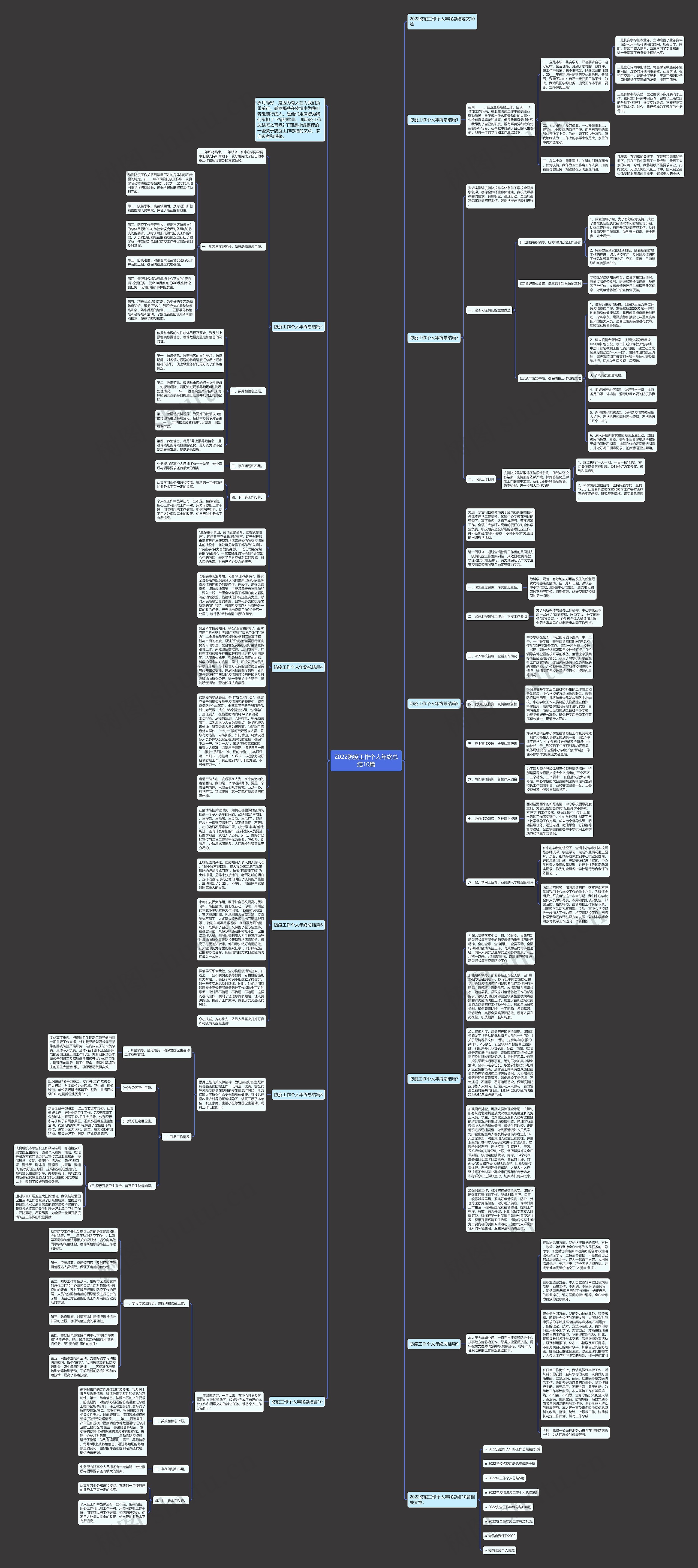 2022防疫工作个人年终总结10篇思维导图
