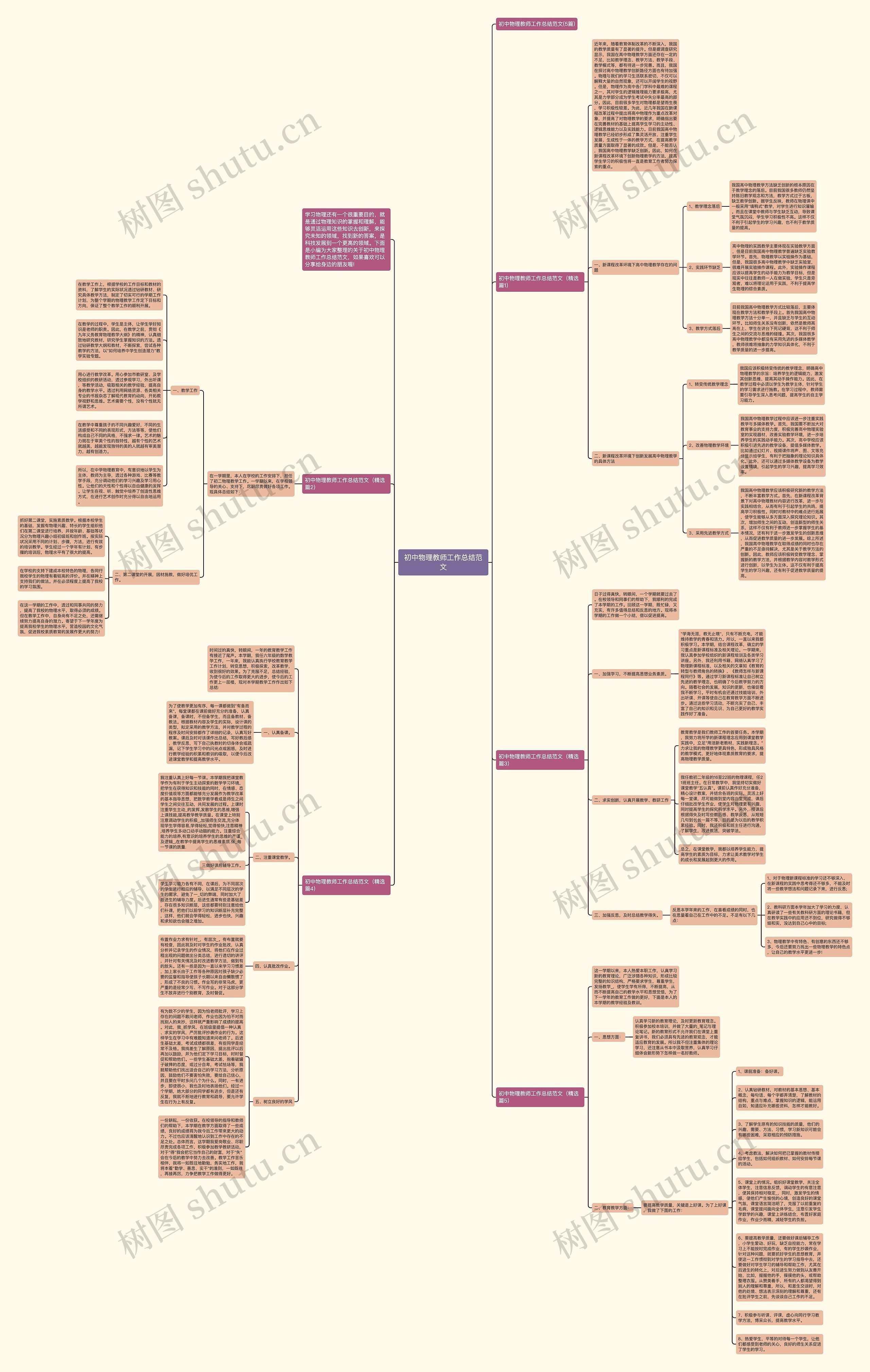初中物理教师工作总结范文思维导图