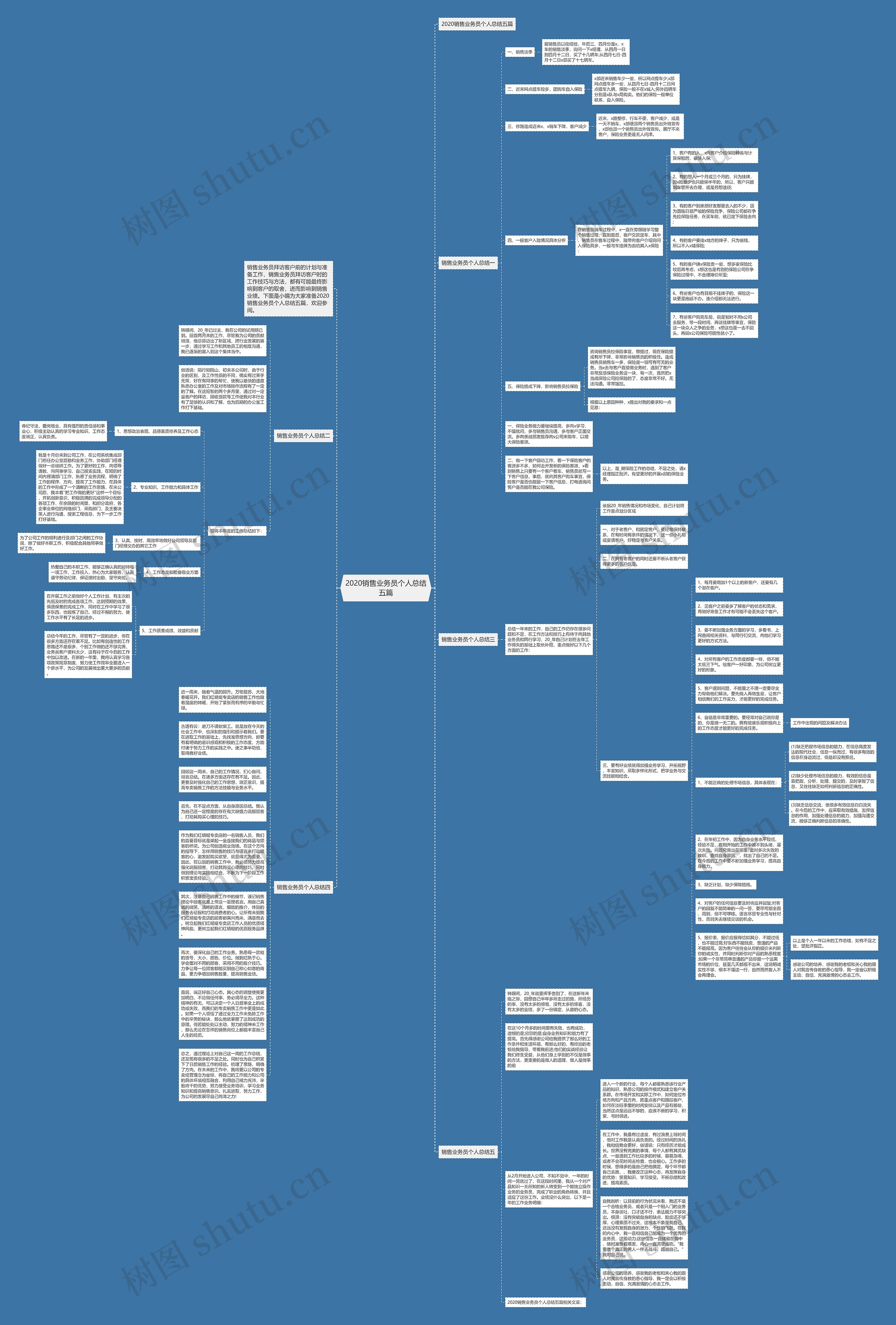 2020销售业务员个人总结五篇思维导图