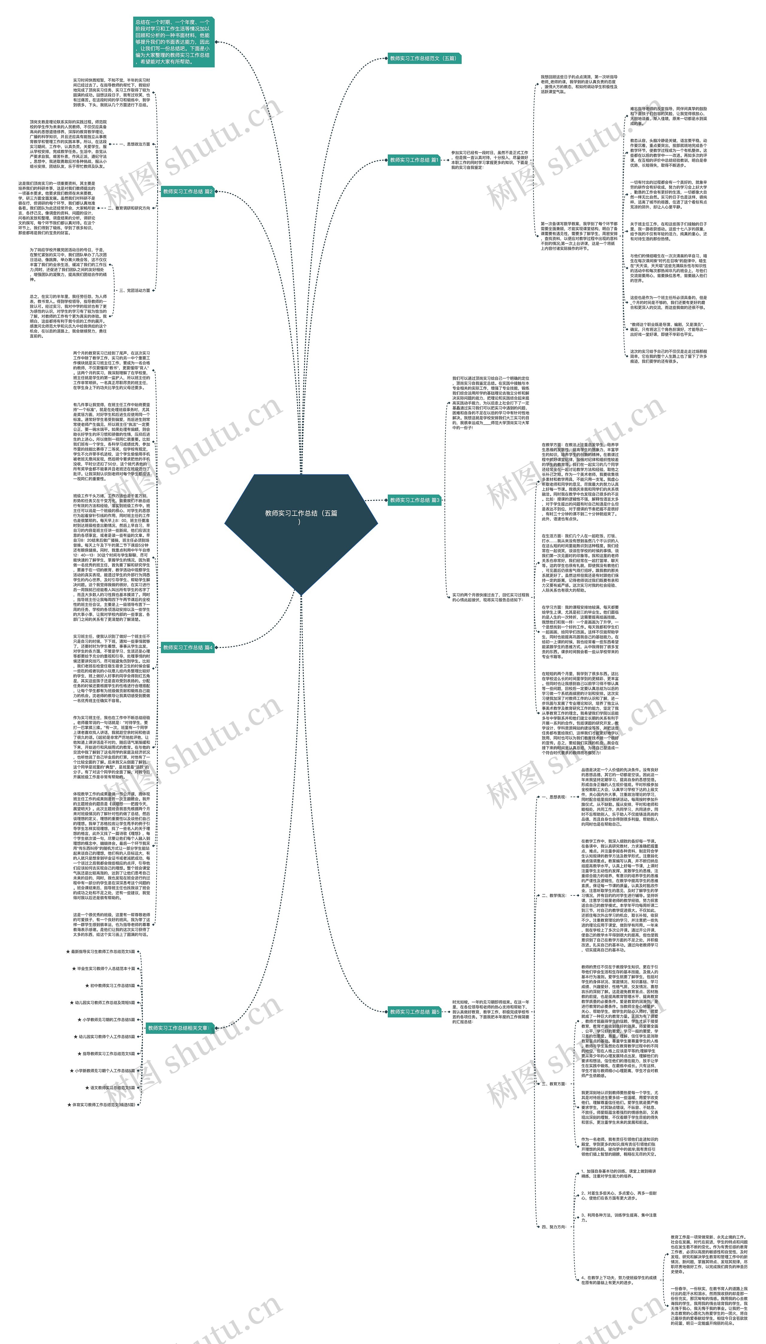 教师实习工作总结（五篇）思维导图