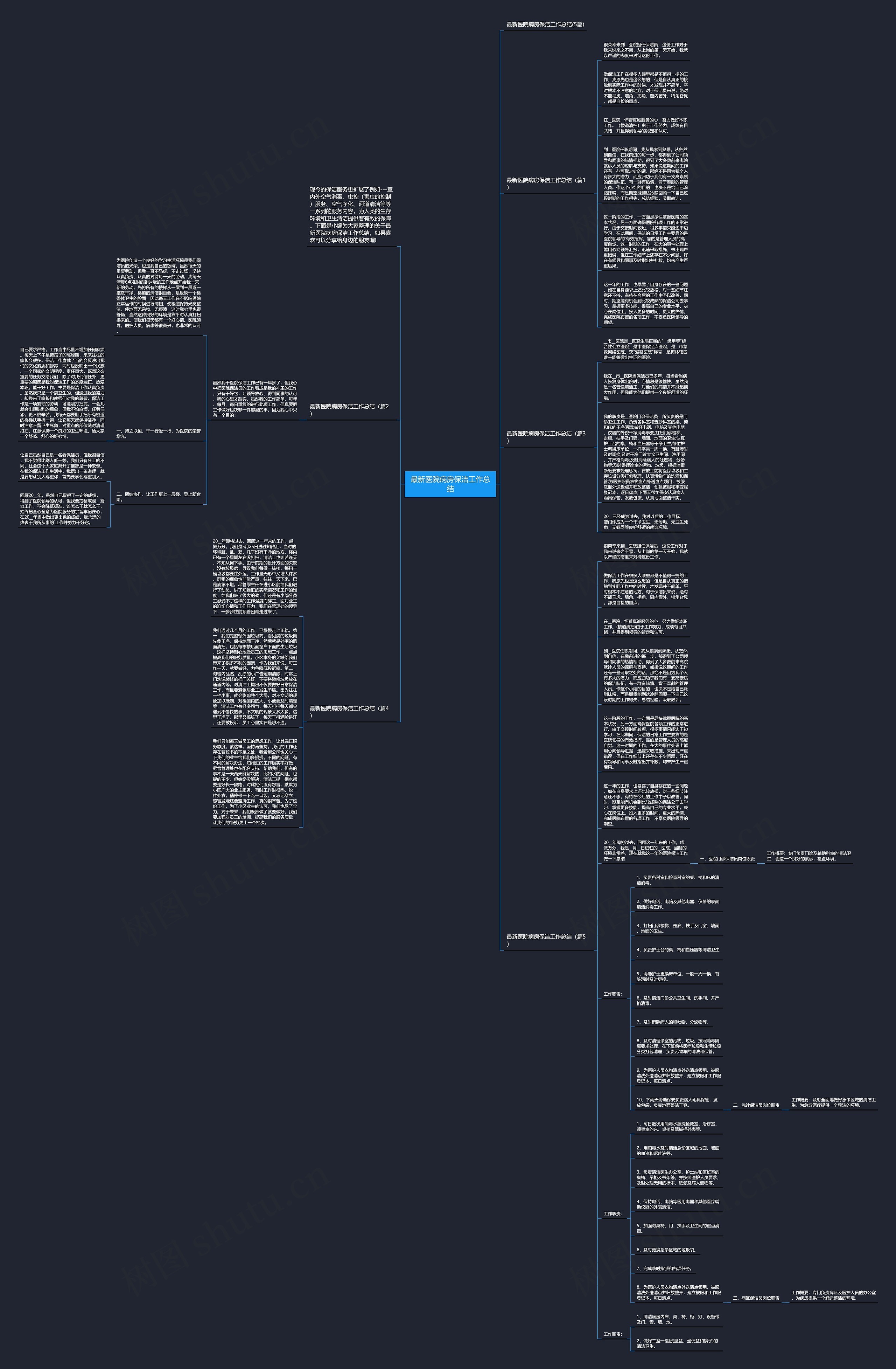 最新医院病房保洁工作总结思维导图