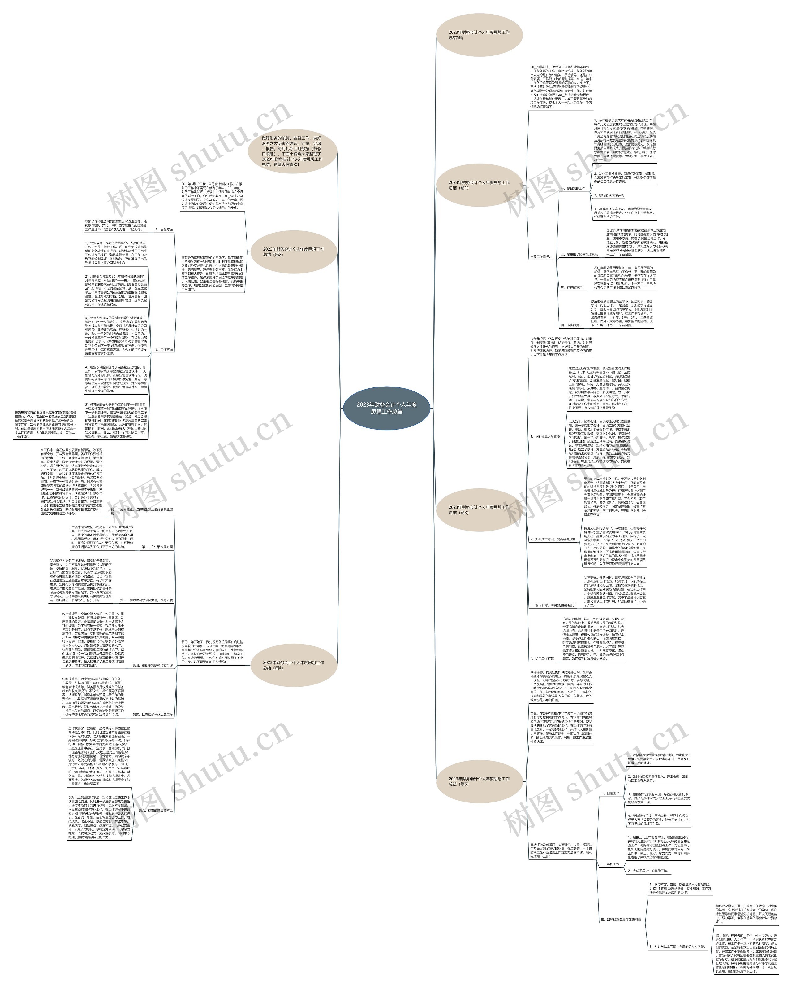 2023年财务会计个人年度思想工作总结思维导图