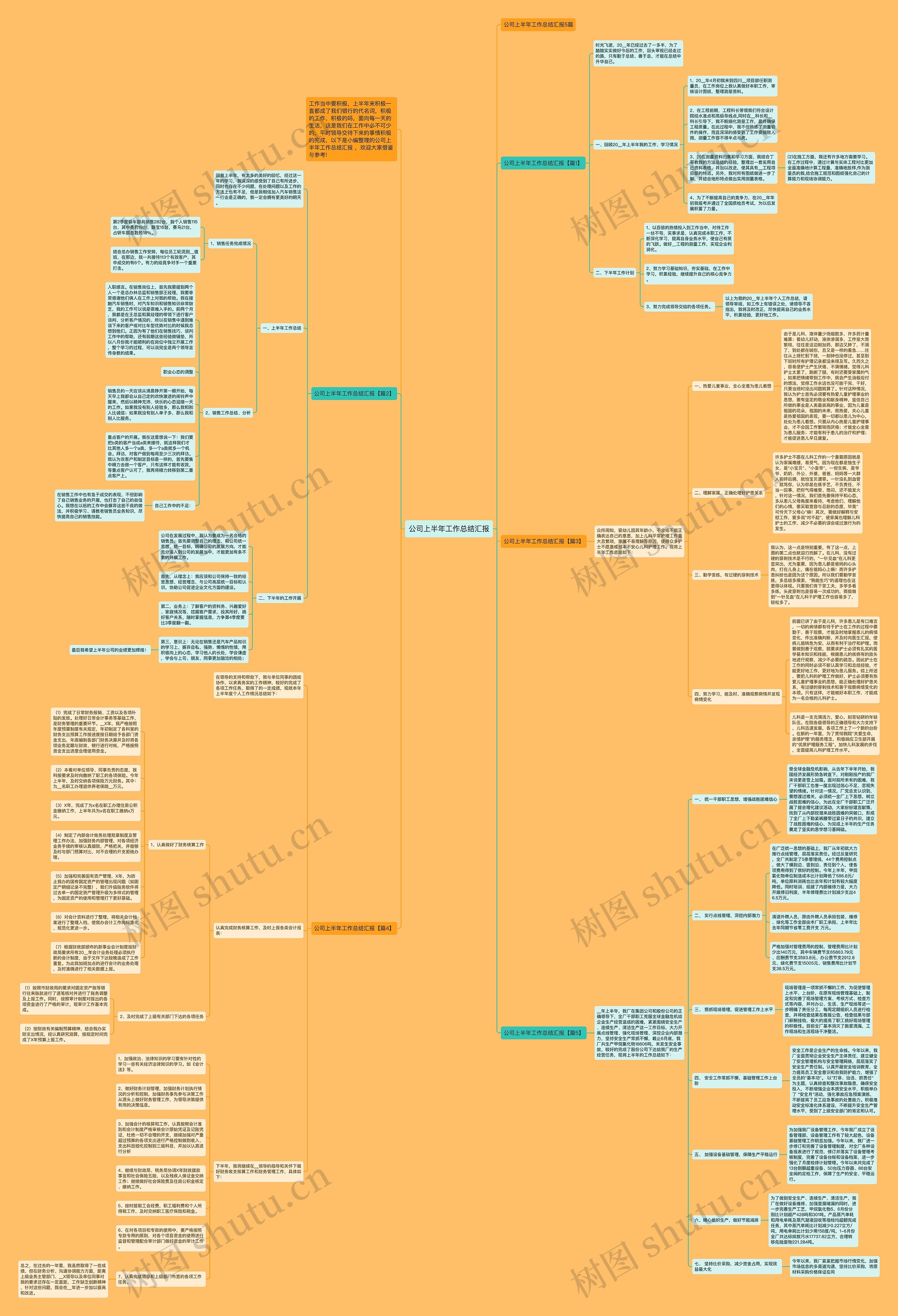 公司上半年工作总结汇报思维导图