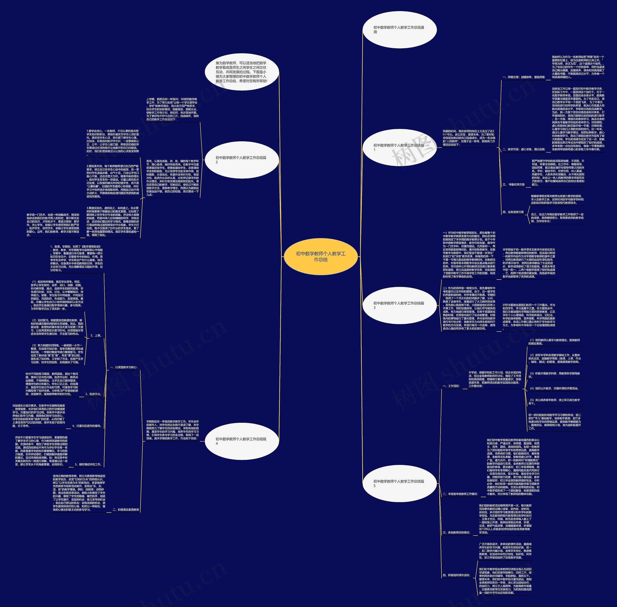 初中数学教师个人教学工作总结思维导图