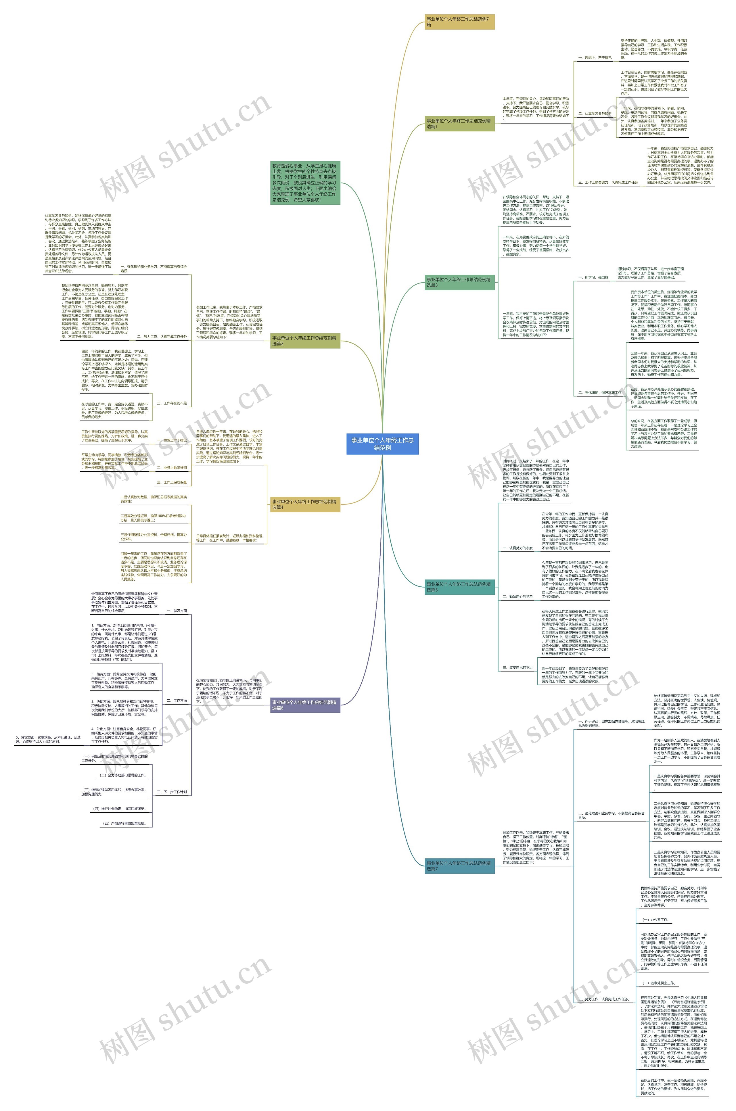 事业单位个人年终工作总结范例思维导图