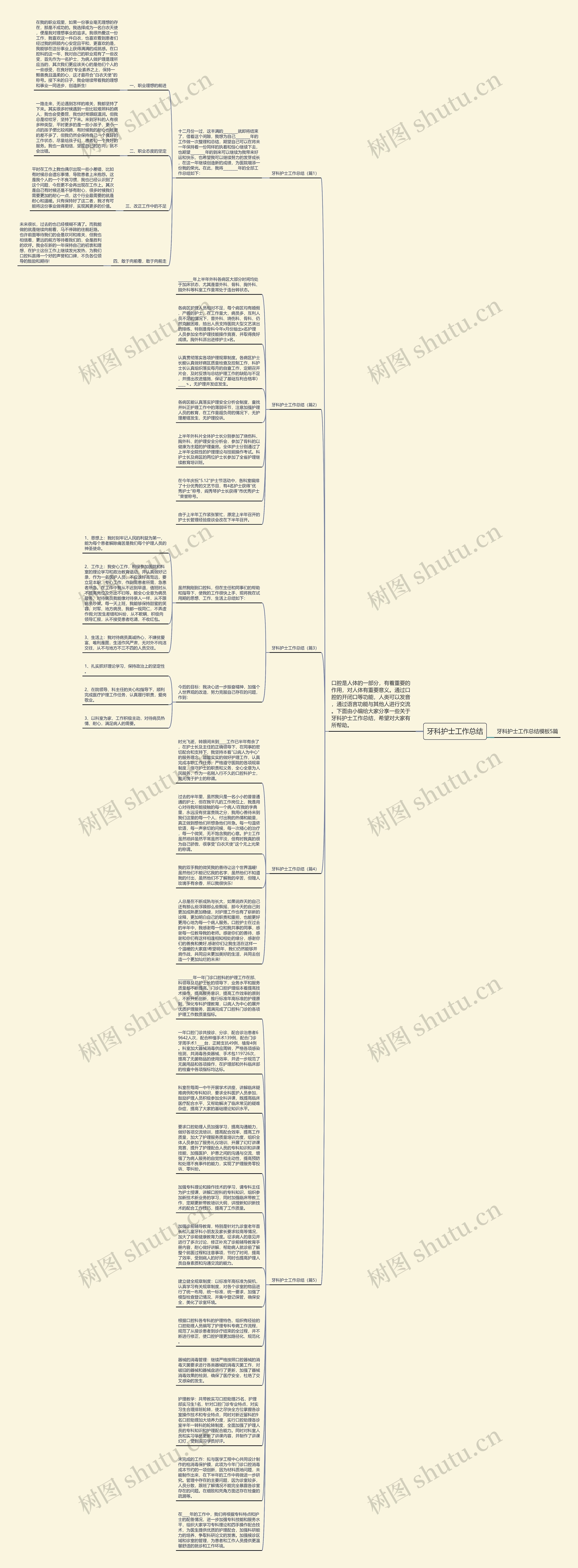牙科护士工作总结思维导图