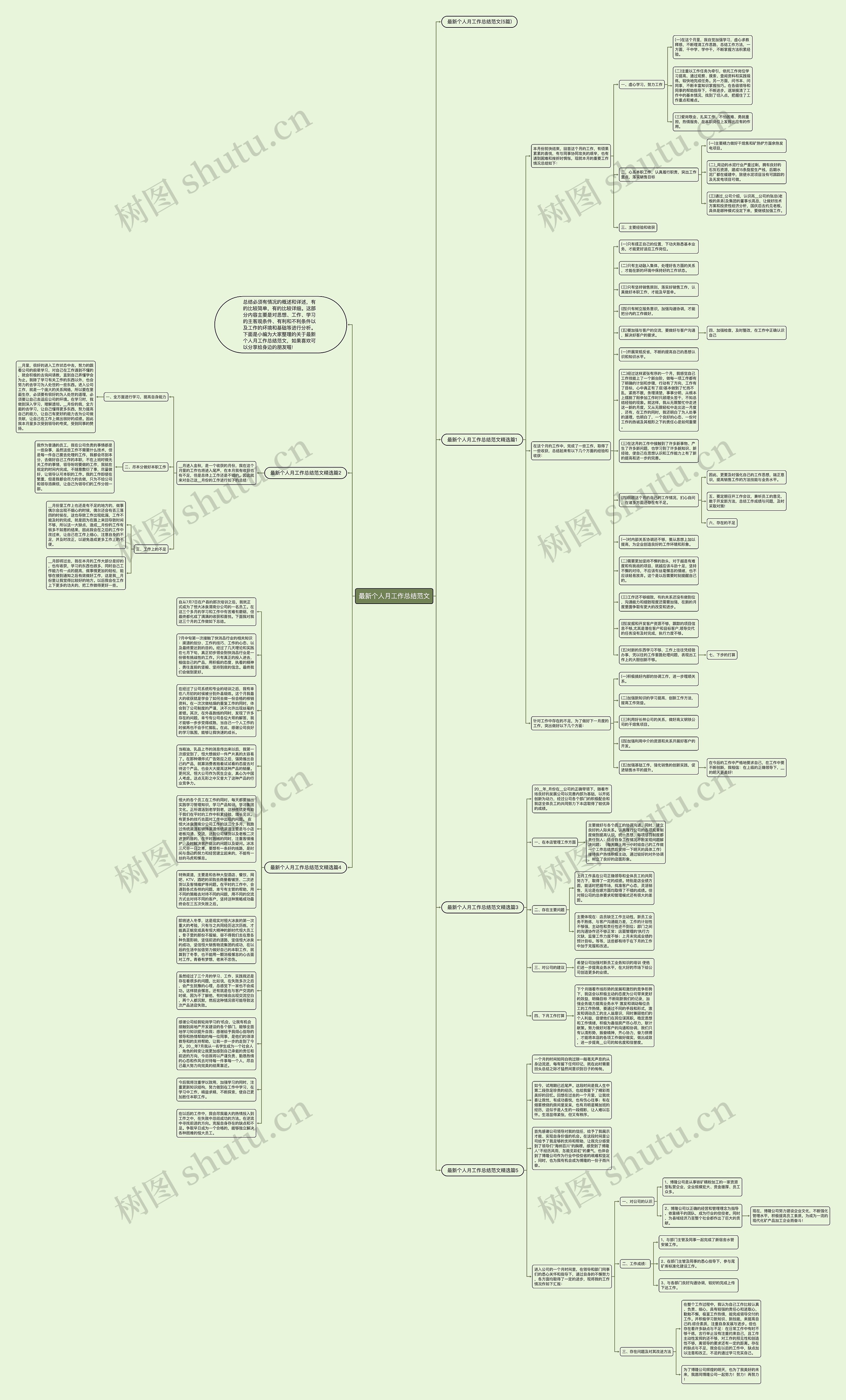 最新个人月工作总结范文思维导图