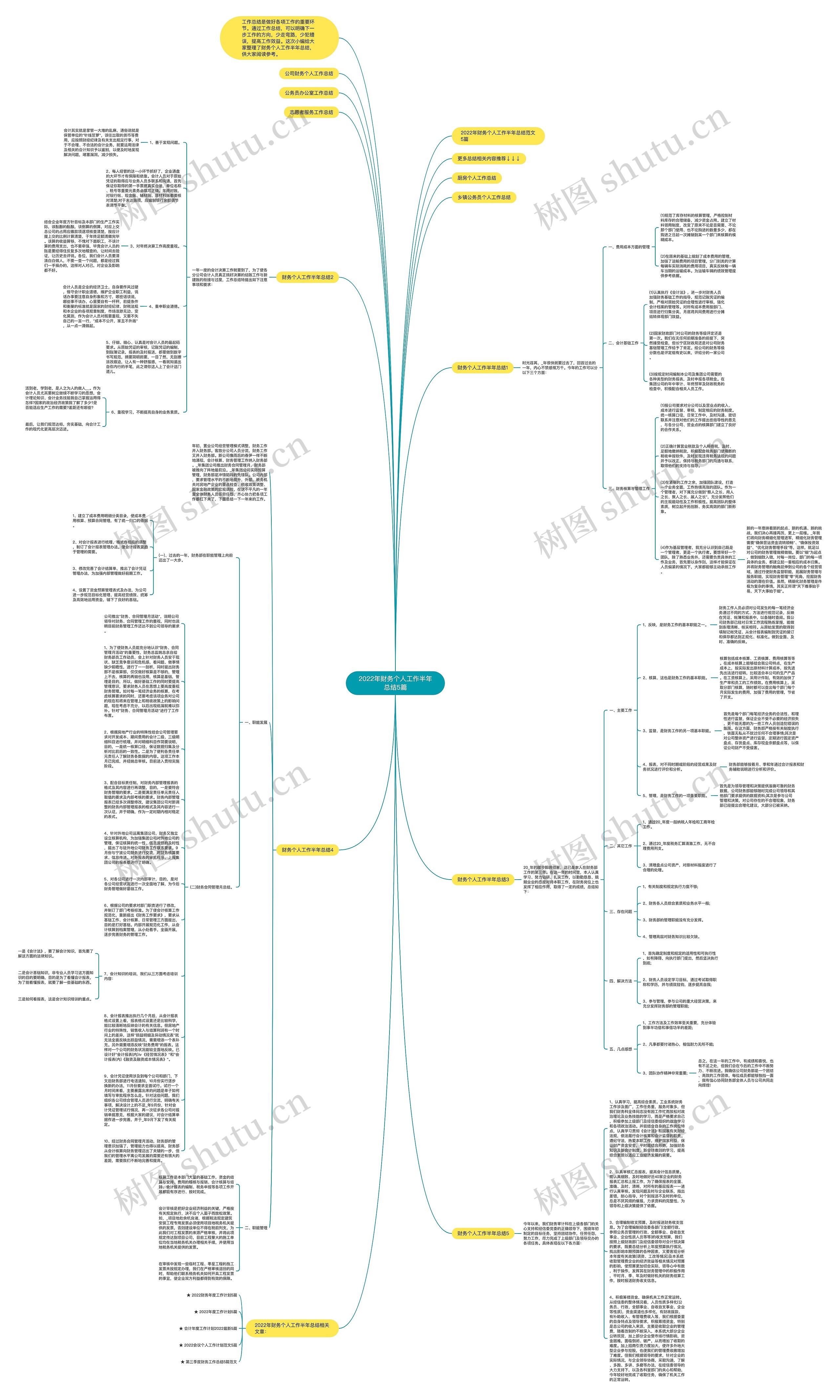 2022年财务个人工作半年总结5篇思维导图