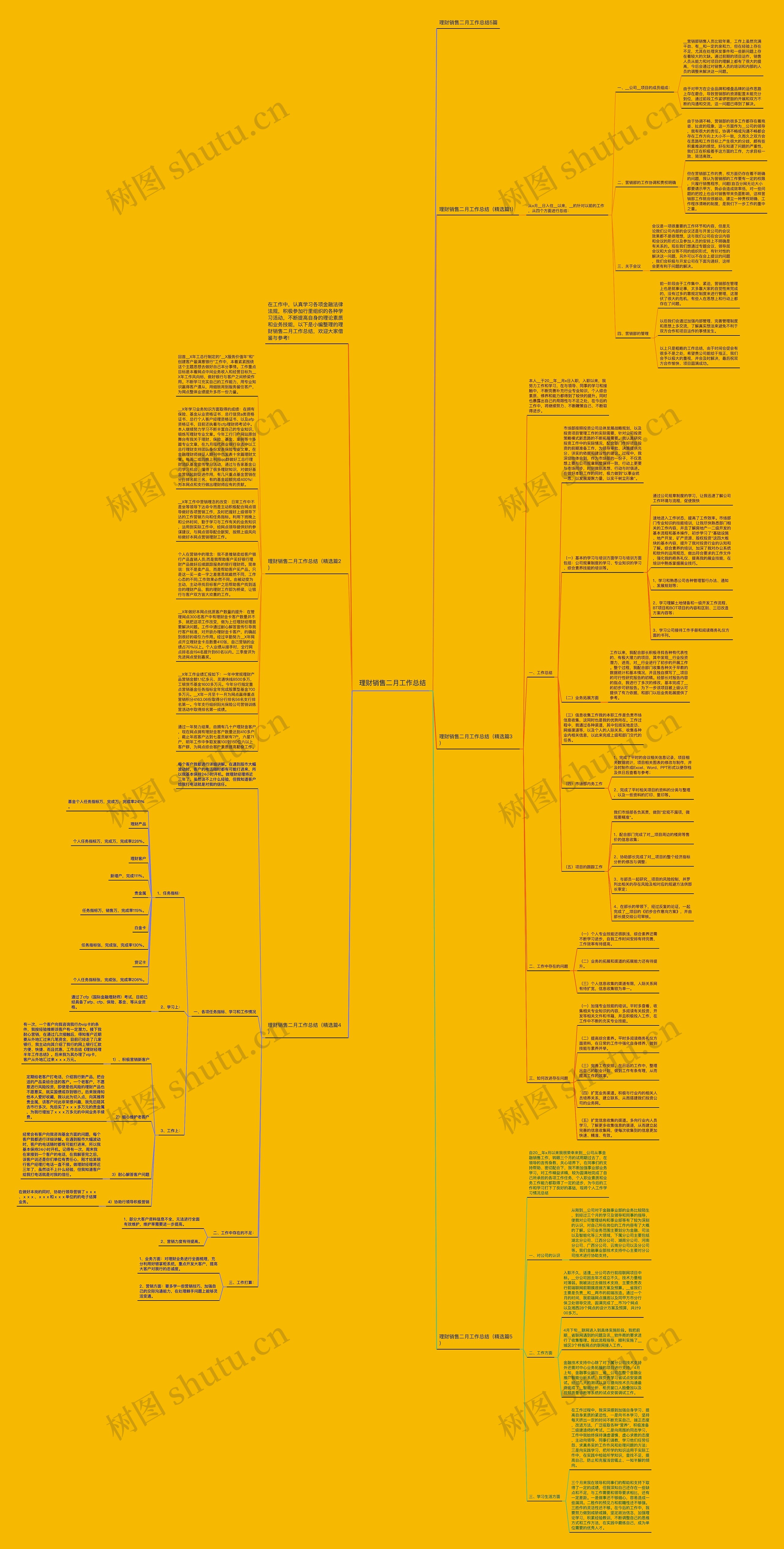 理财销售二月工作总结思维导图