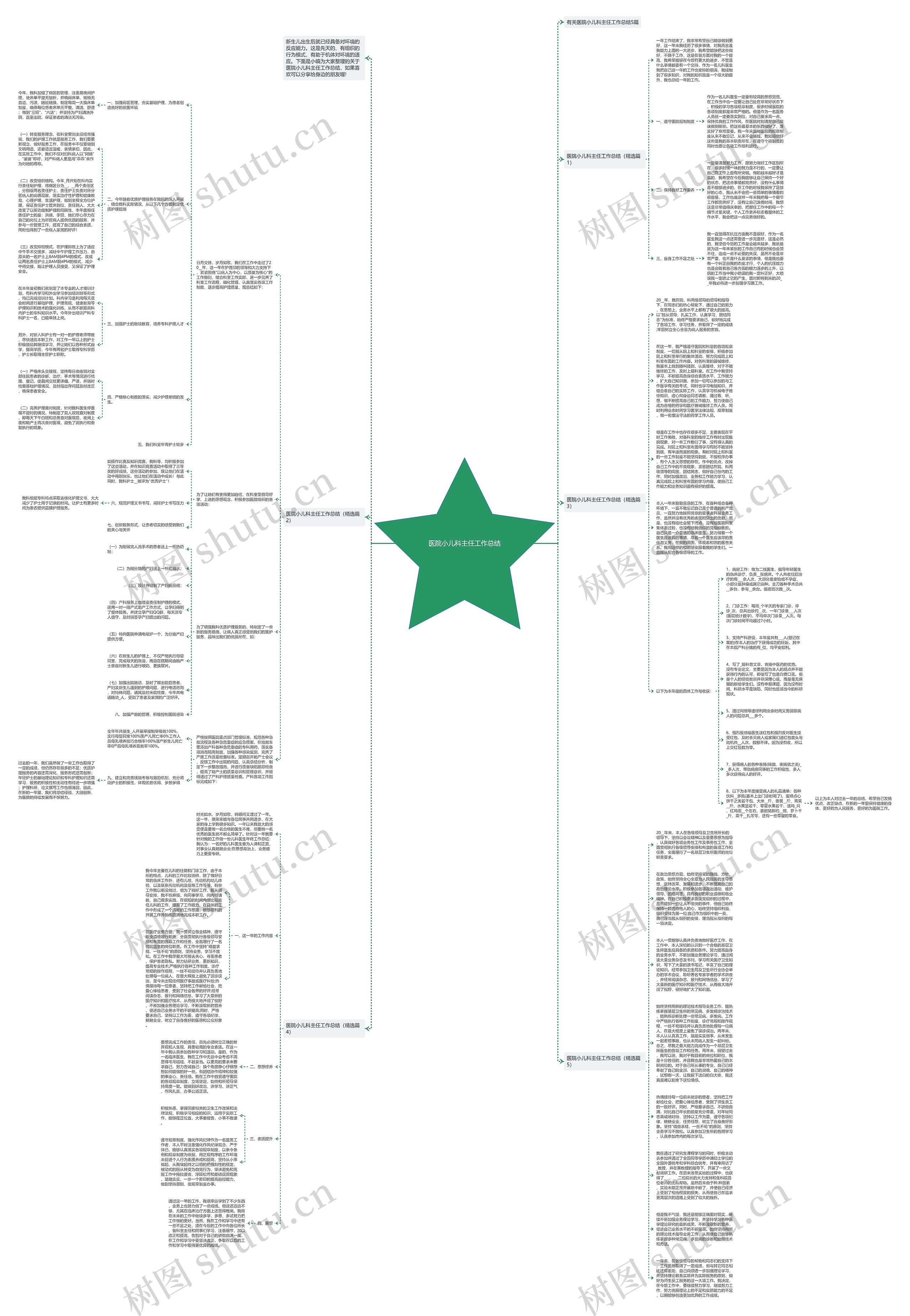 医院小儿科主任工作总结思维导图