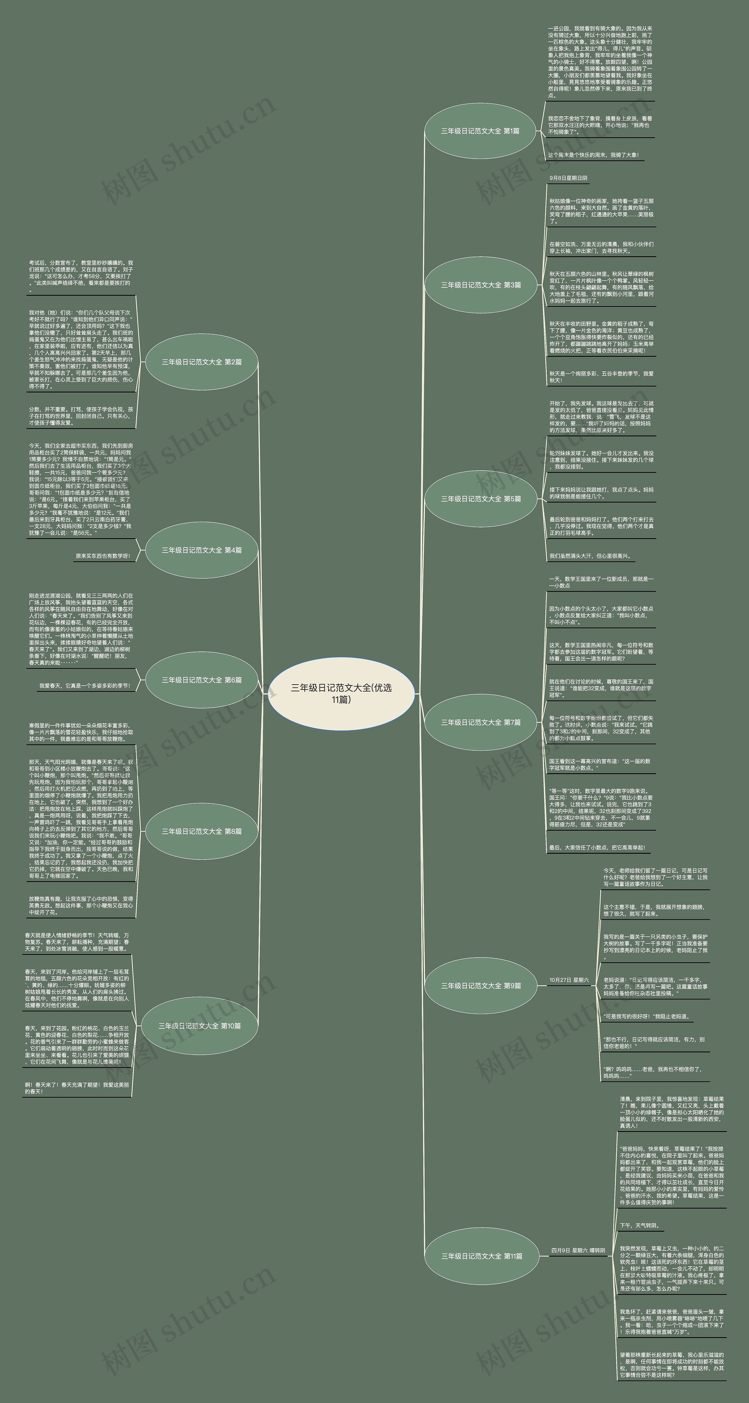 三年级日记范文大全(优选11篇)思维导图