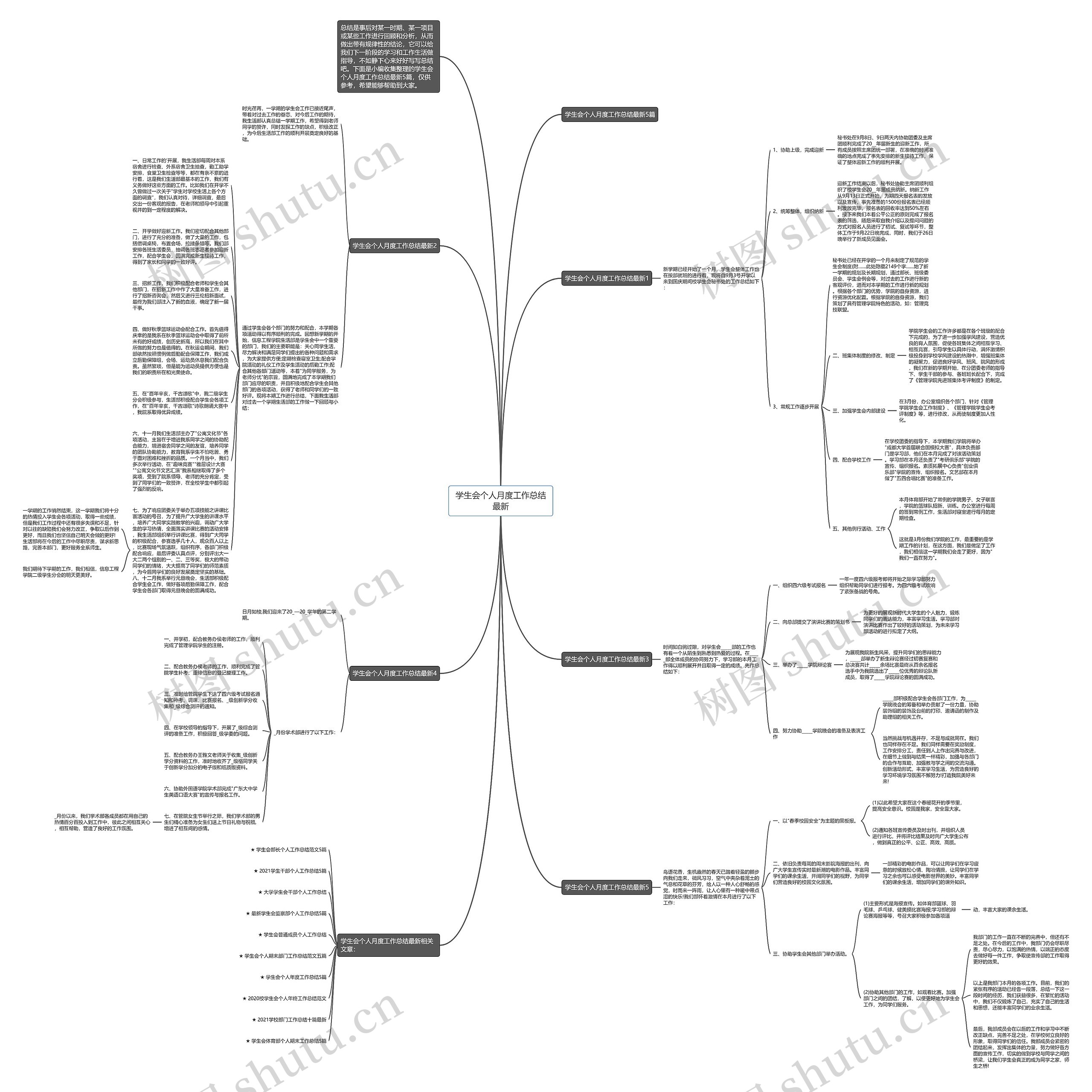 学生会个人月度工作总结最新思维导图